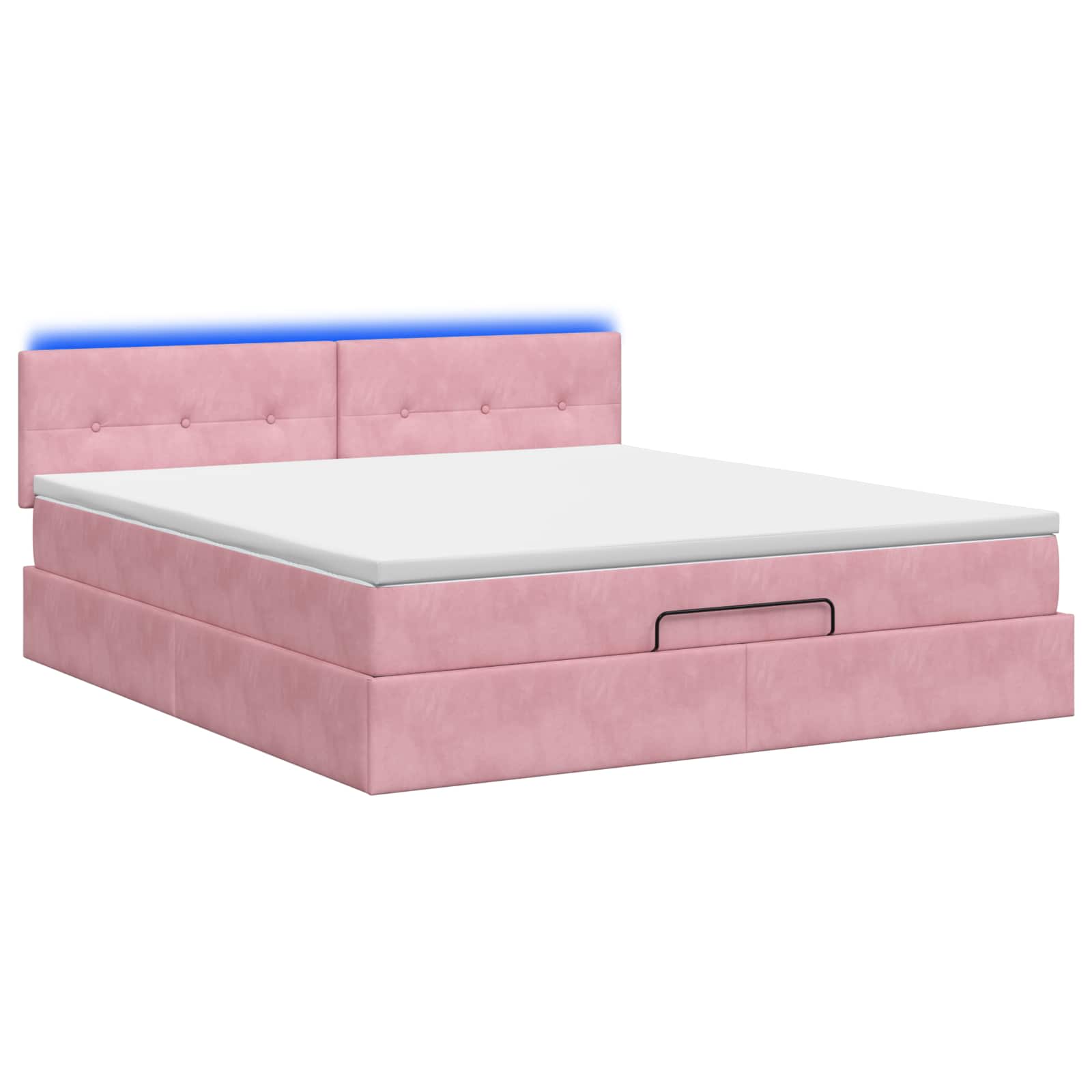 Lit coffre avec matelas et LED Rose 140 x 190 cm Velours