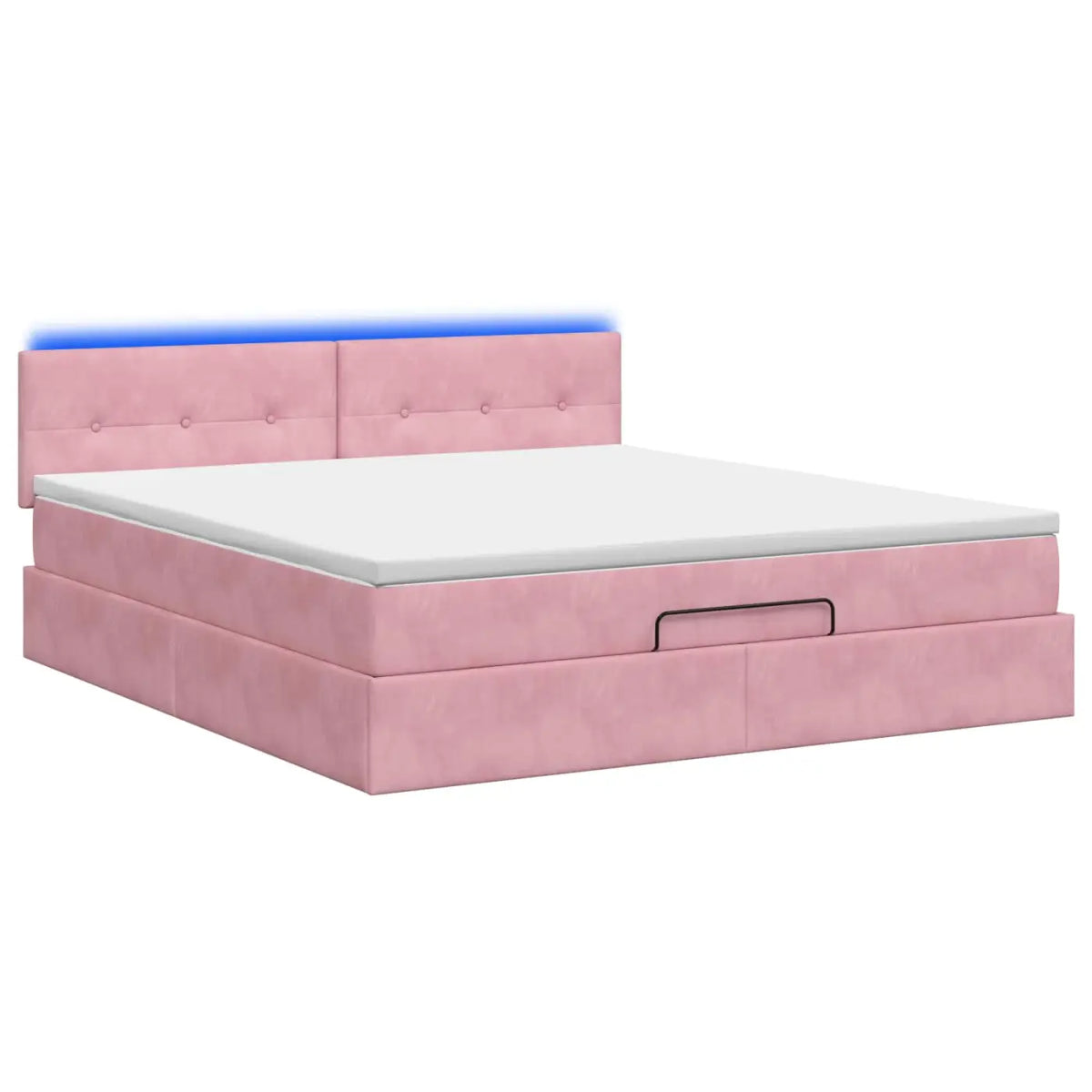 Lit coffre avec matelas et LED Rose 140 x 190 cm Velours - XIOS