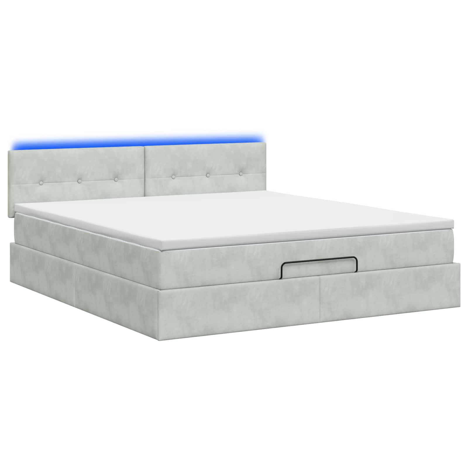 Lit coffre avec matelas et LED Gris clair 140 x 200 cm Velours