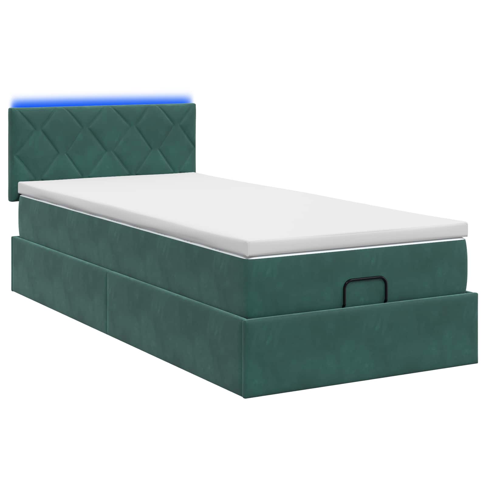 Lit coffre avec matelas et LED Vert foncé 80 x 200 cm Velours