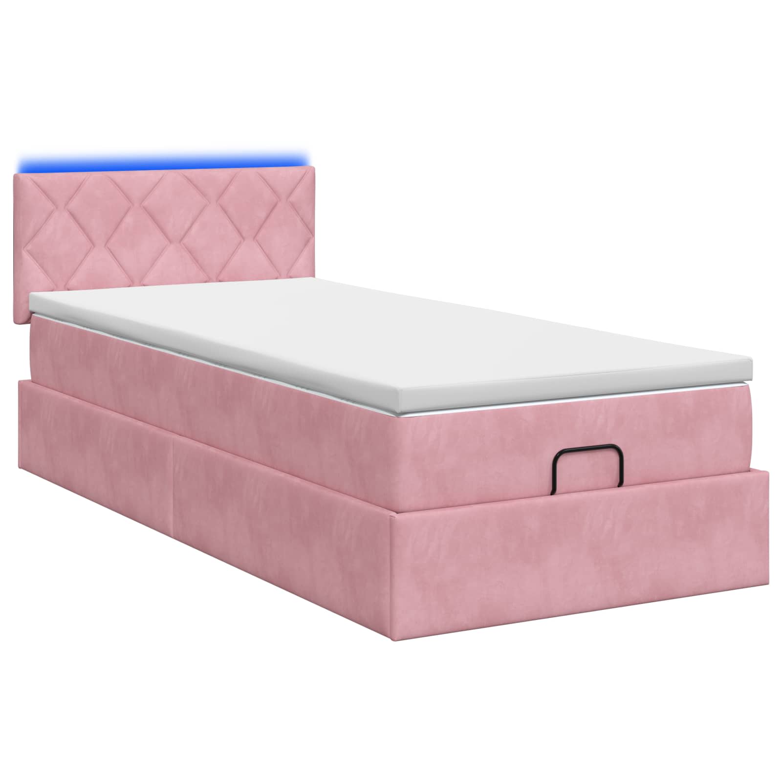 Lit coffre avec matelas et LED Rose 80 x 200 cm Velours