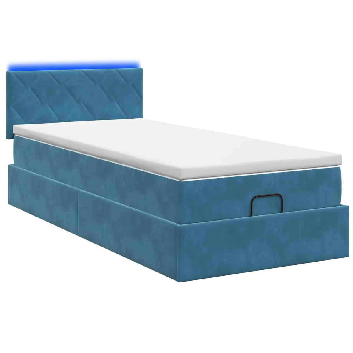 Lit coffre avec matelas et LED Bleu foncé 90 x 200 cm Velours - XIOS