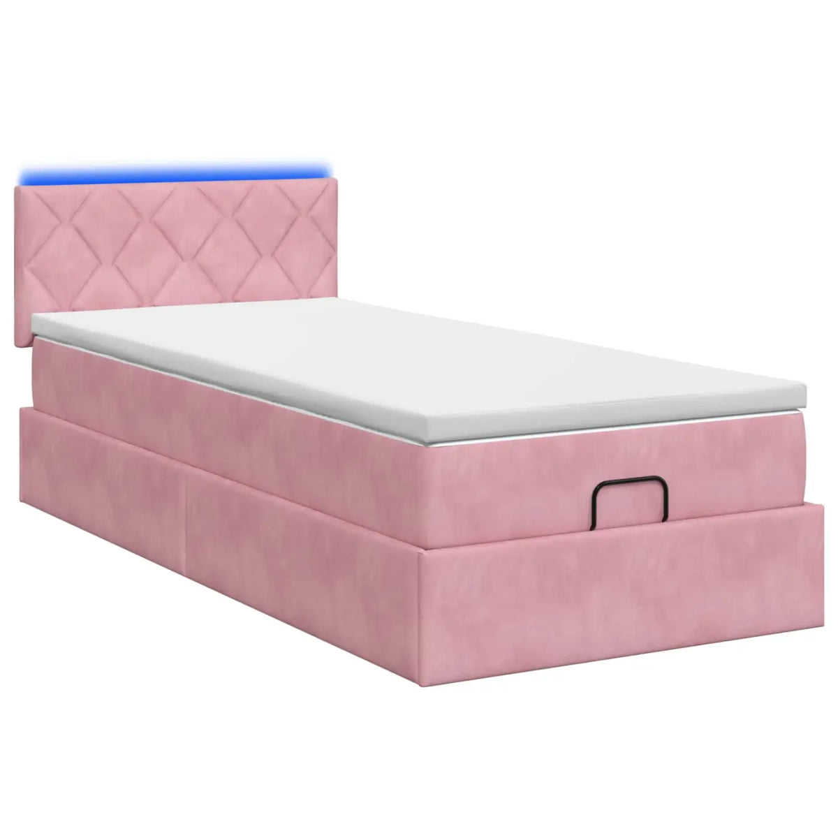 Lit coffre avec matelas et LED Rose 90 x 200 cm Velours - XIOS