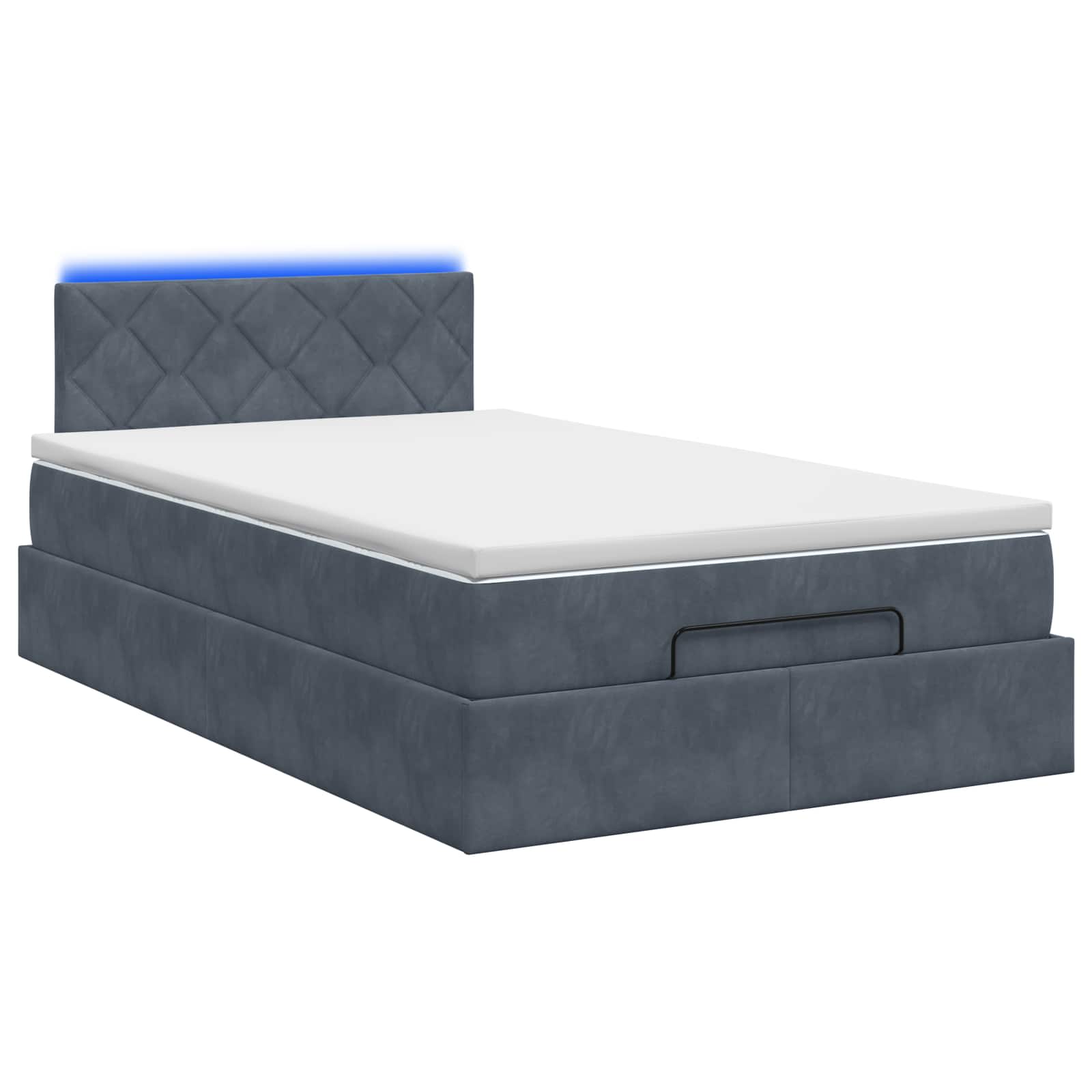 Lit coffre avec matelas et LED Gris foncé 120 x 190 cm Velours