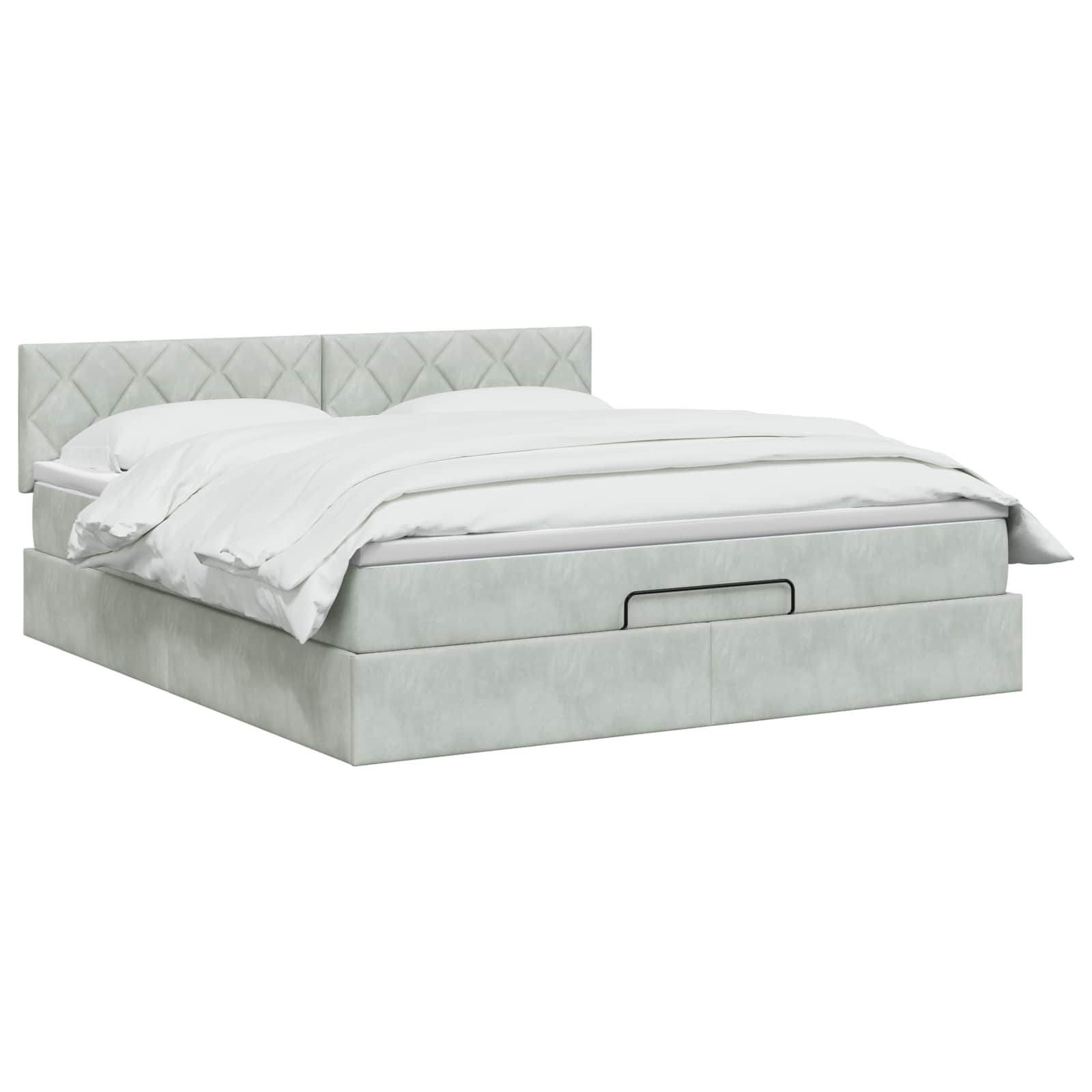 Lit coffre avec matelas et LED Gris clair 140 x 190 cm Velours