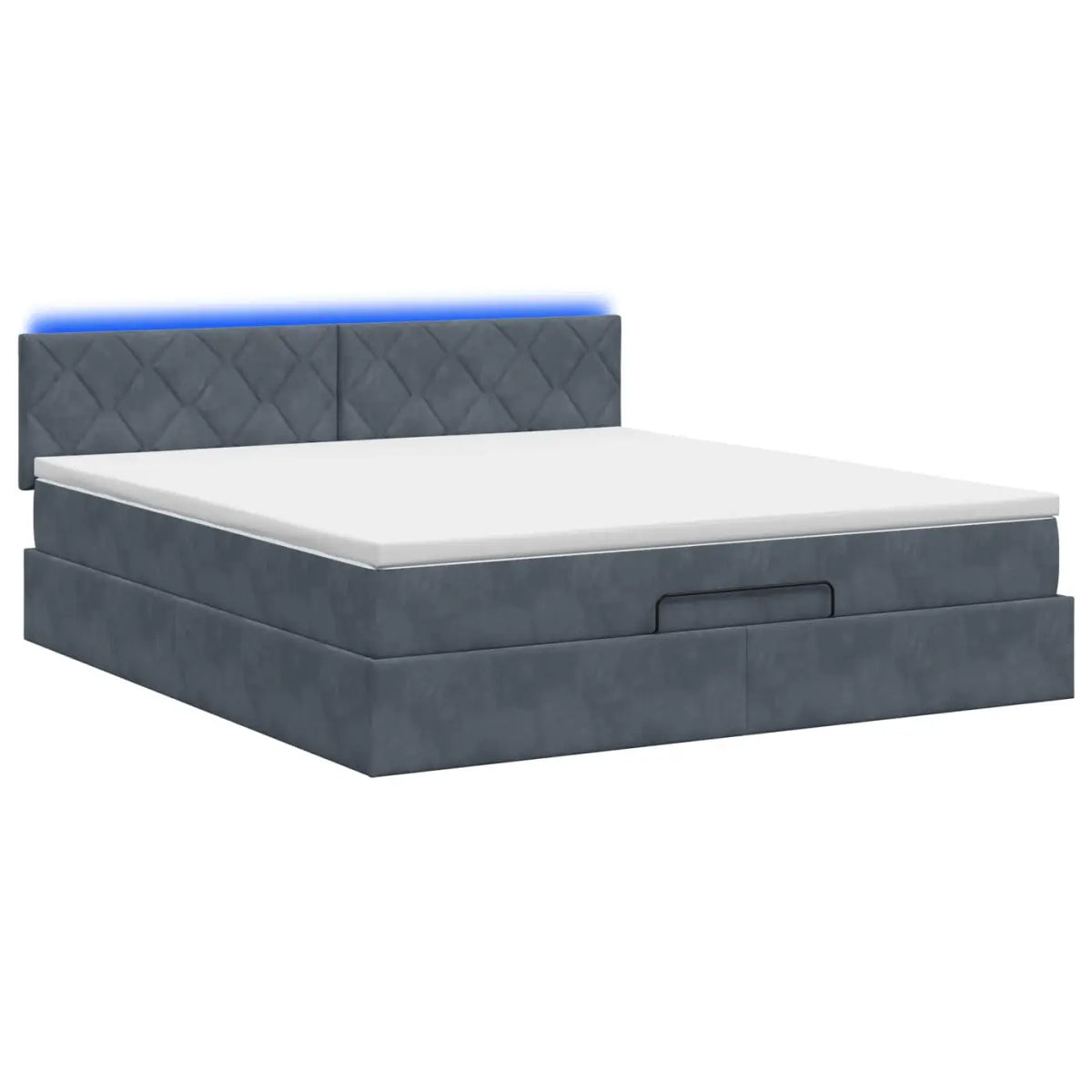 Lit coffre avec matelas et LED Gris foncé 140 x 190 cm Velours - XIOS