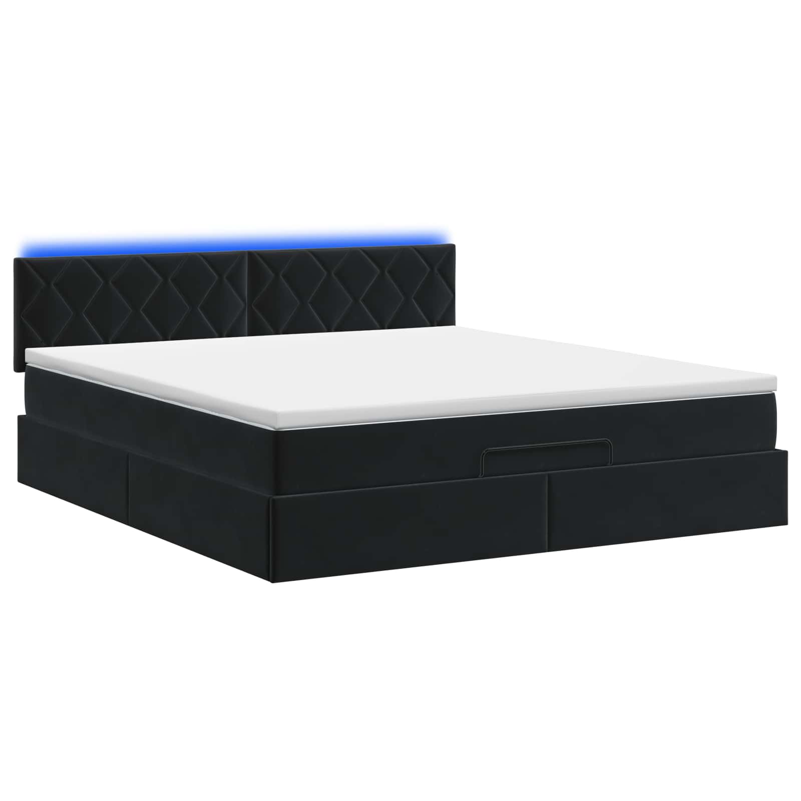 Lit coffre avec matelas et LED Noir 140 x 190 cm Velours