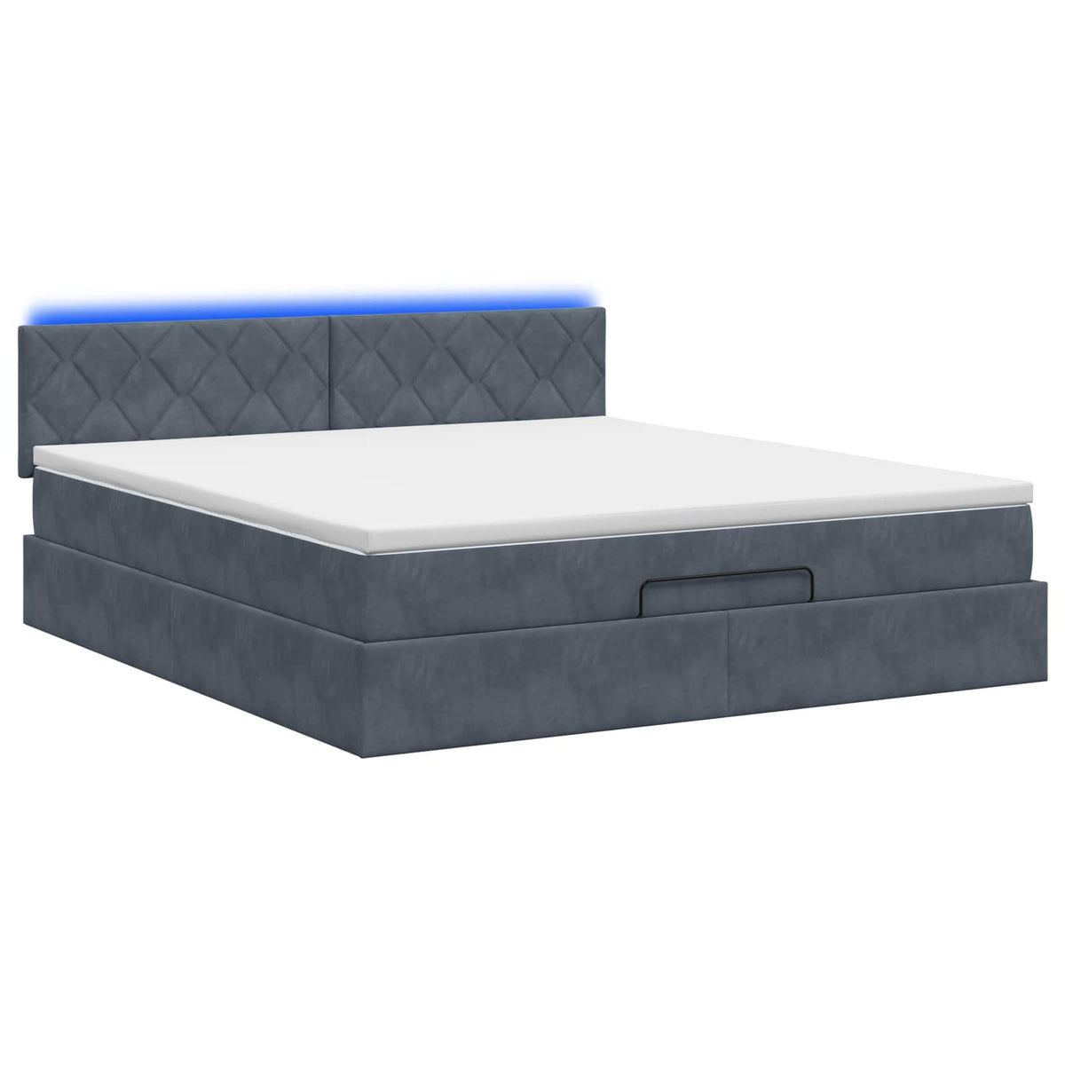 Lit coffre avec matelas et LED Gris foncé 160 x 200 cm Velours