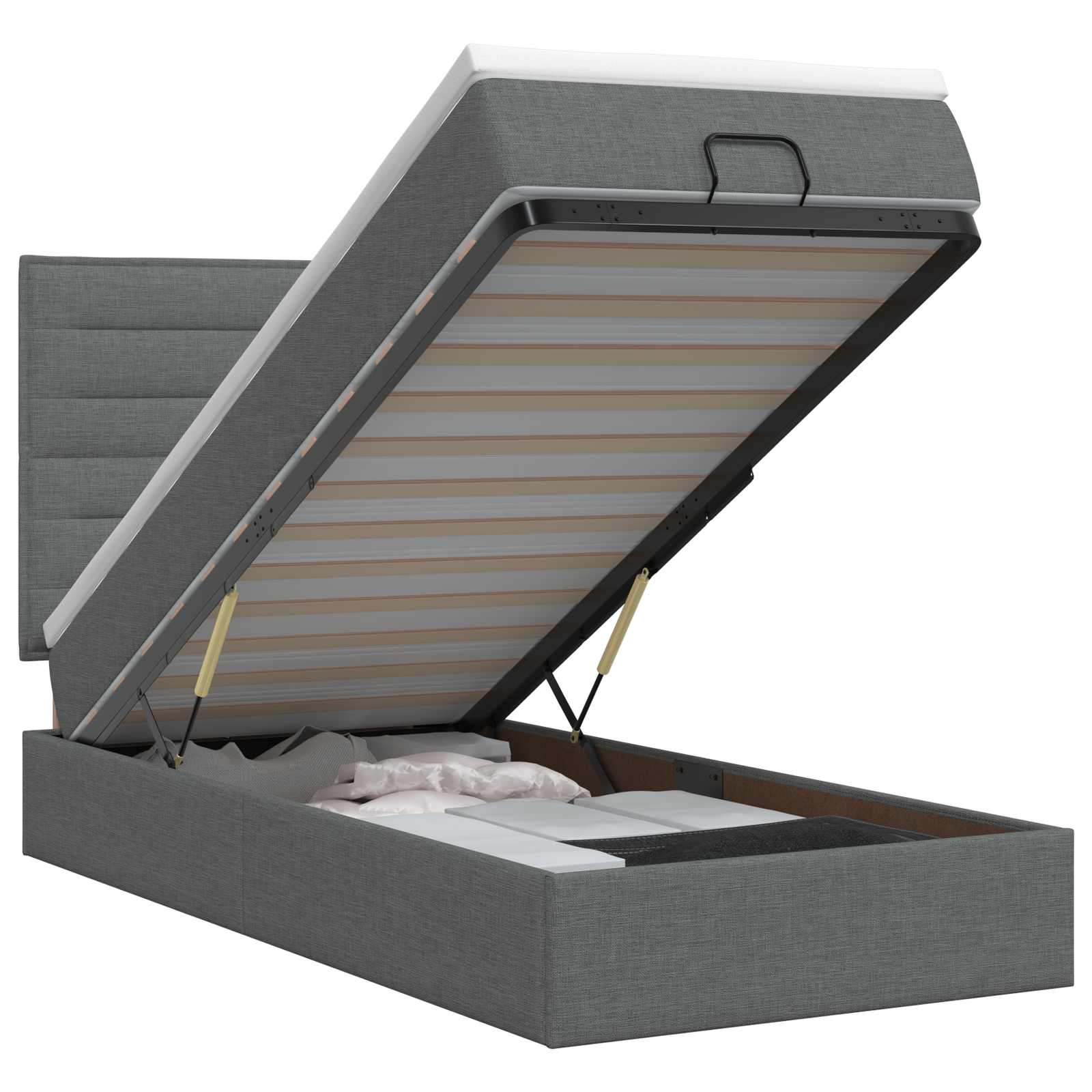 Lit ottoman avec matelas Gris foncé 80 x 200 cm Tissu - XIOS