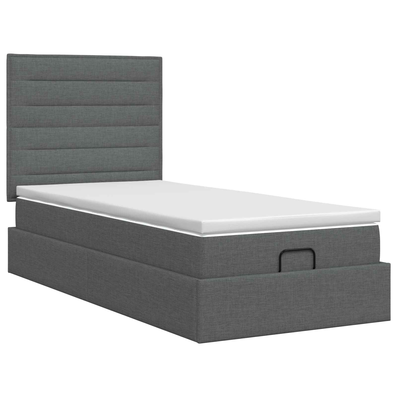Lit ottoman avec matelas Gris foncé 80 x 200 cm Tissu - XIOS
