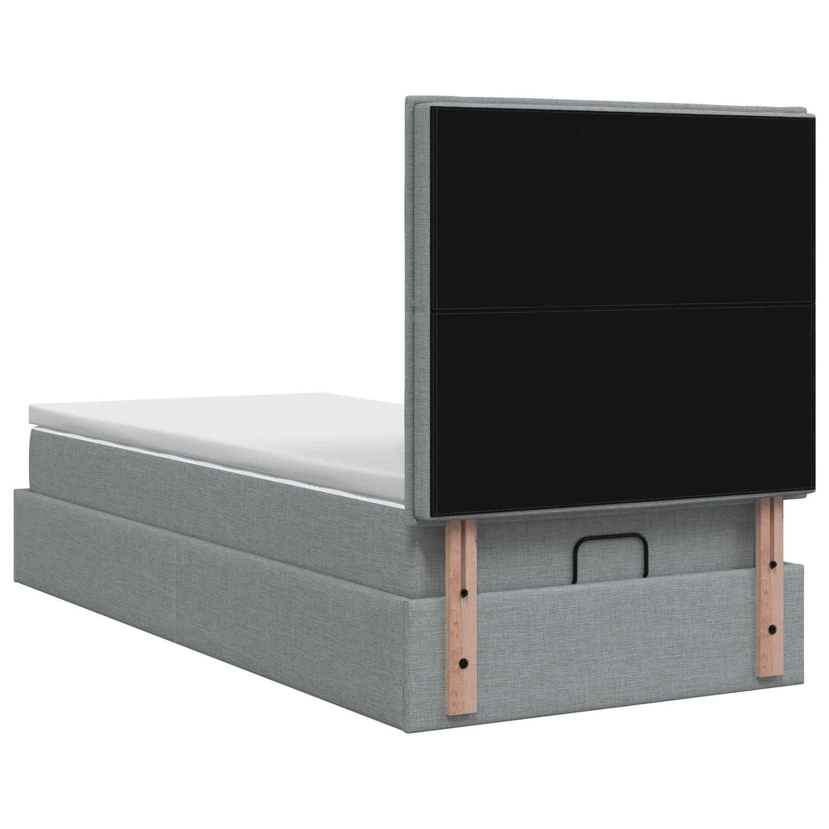 Lit ottoman avec matelas Gris clair 90 x 190 cm Tissu