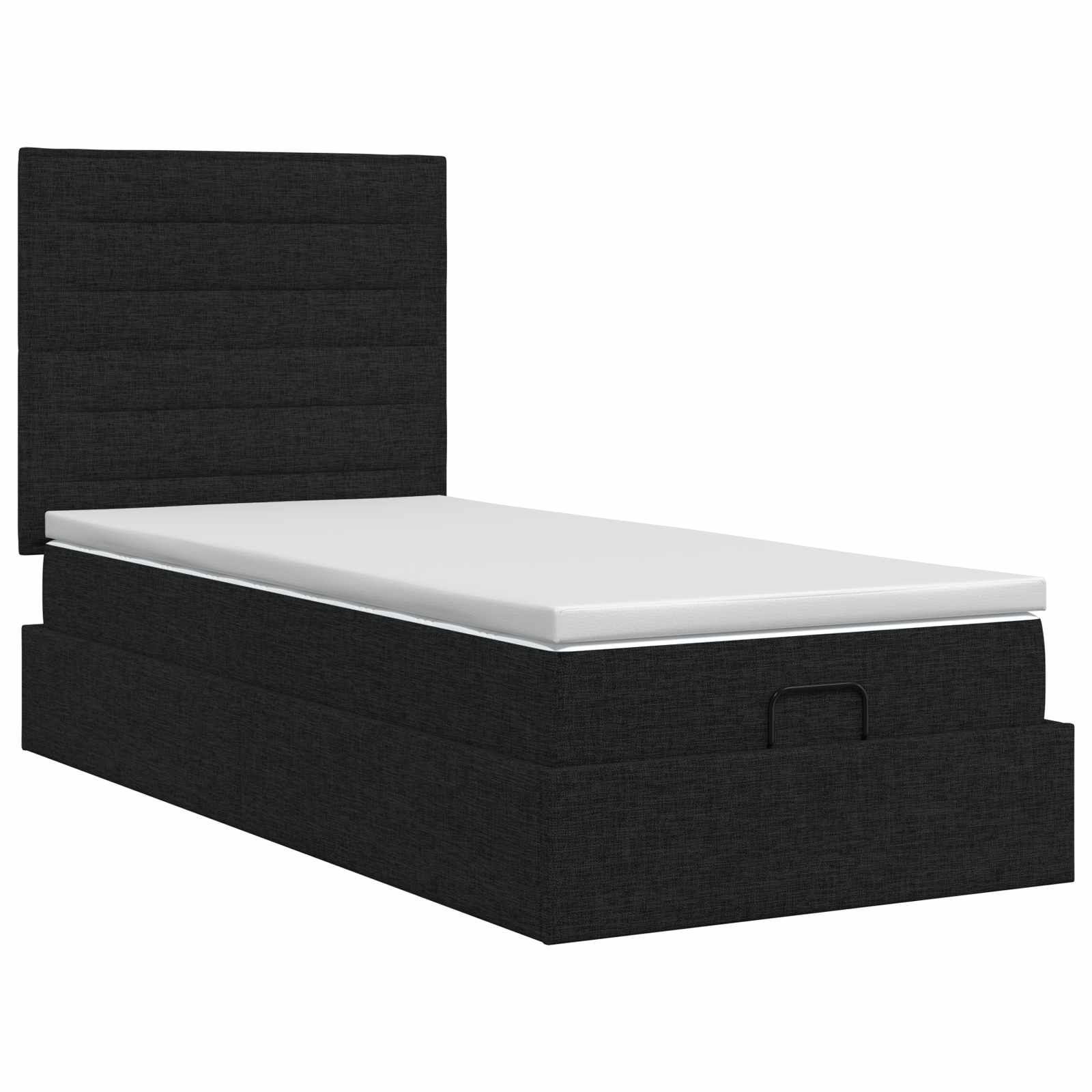 Lit ottoman avec matelas Noir 90 x 190 cm Tissu