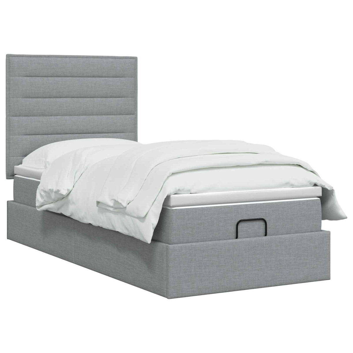 Lit ottoman avec matelas Gris clair 90 x 200 cm Tissu