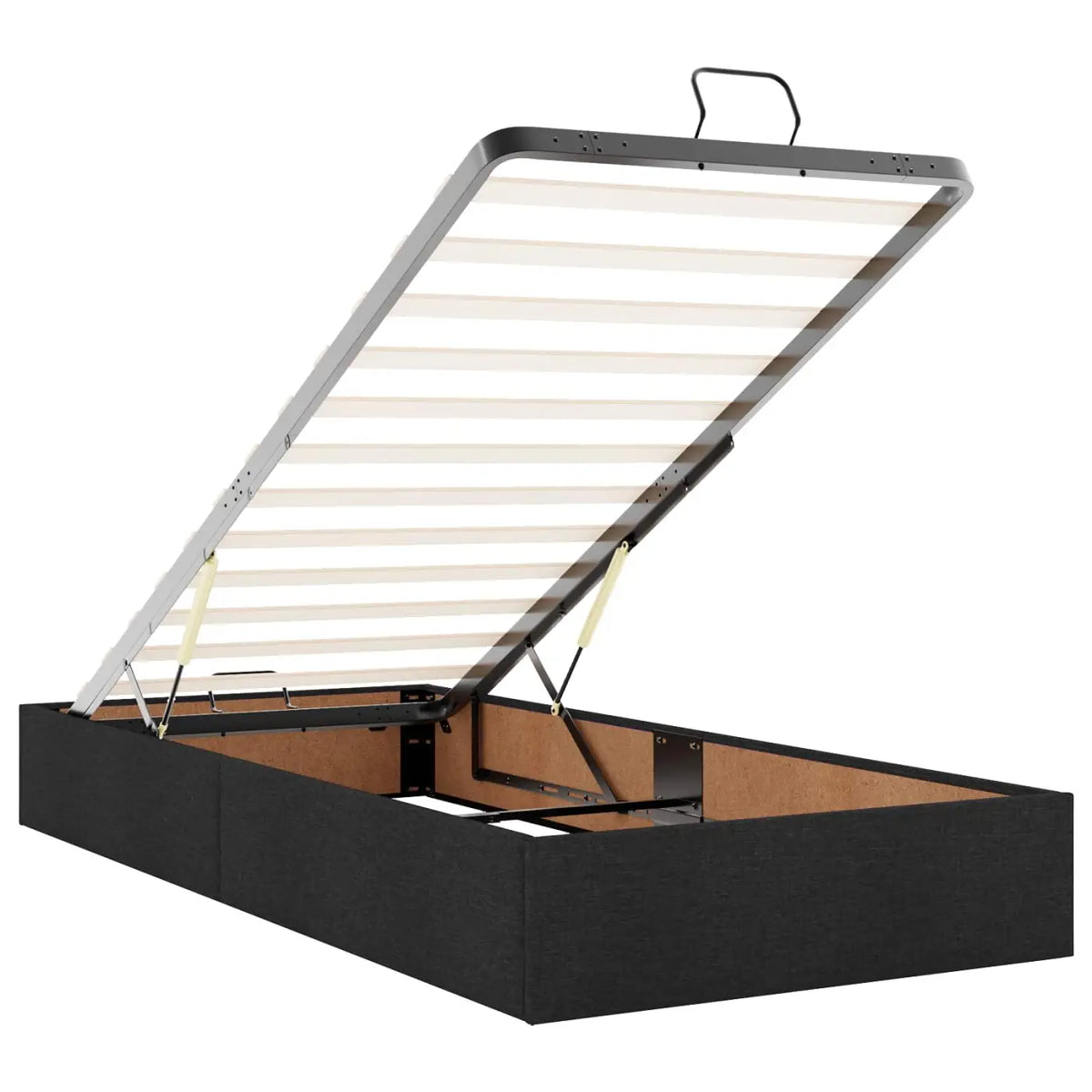 Lit ottoman avec matelas Noir 90 x 200 cm Tissu - XIOS