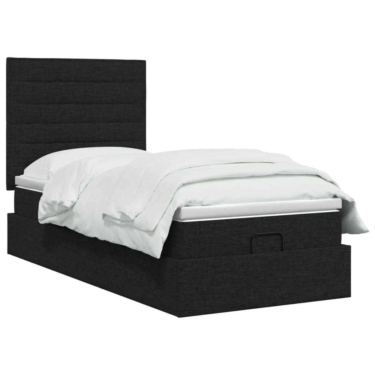 Lit ottoman avec matelas Noir 90 x 200 cm Tissu - XIOS