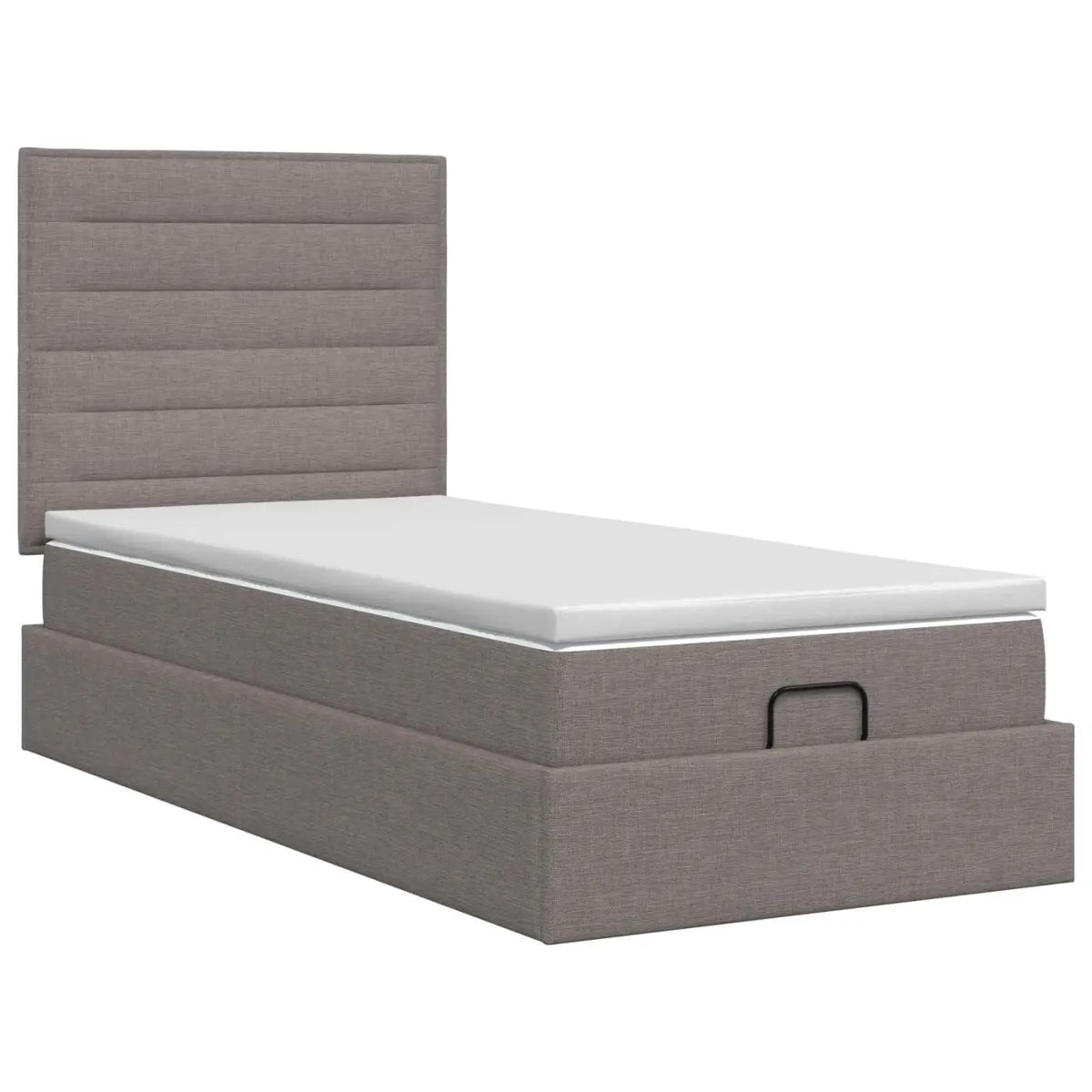 Lit ottoman avec matelas Taupe 90 x 200 cm Tissu - XIOS