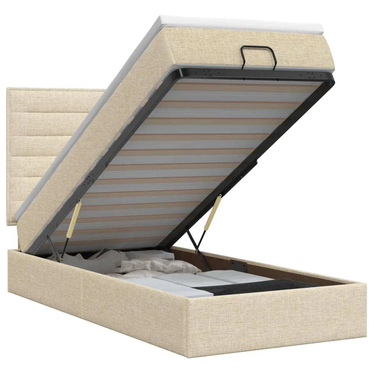 Lit ottoman avec matelas Crème 90 x 200 cm Tissu - XIOS