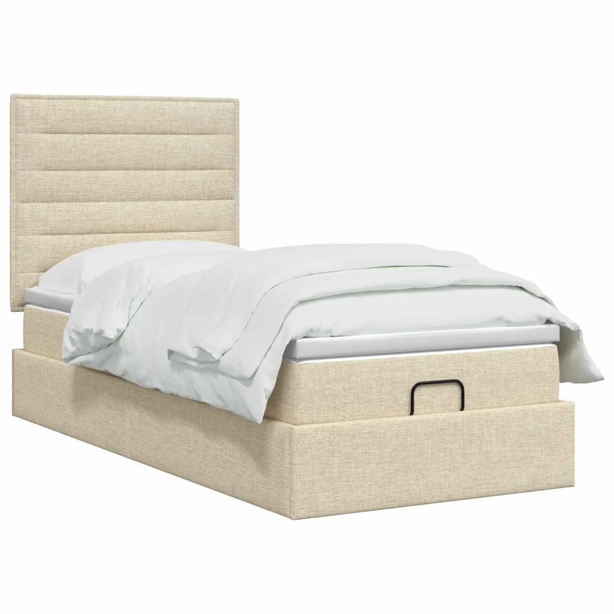 Lit ottoman avec matelas Crème 90 x 200 cm Tissu - XIOS