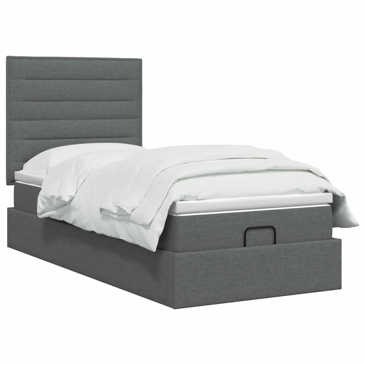 Lit ottoman avec matelas Gris foncé 100 x 200 cm Tissu - XIOS