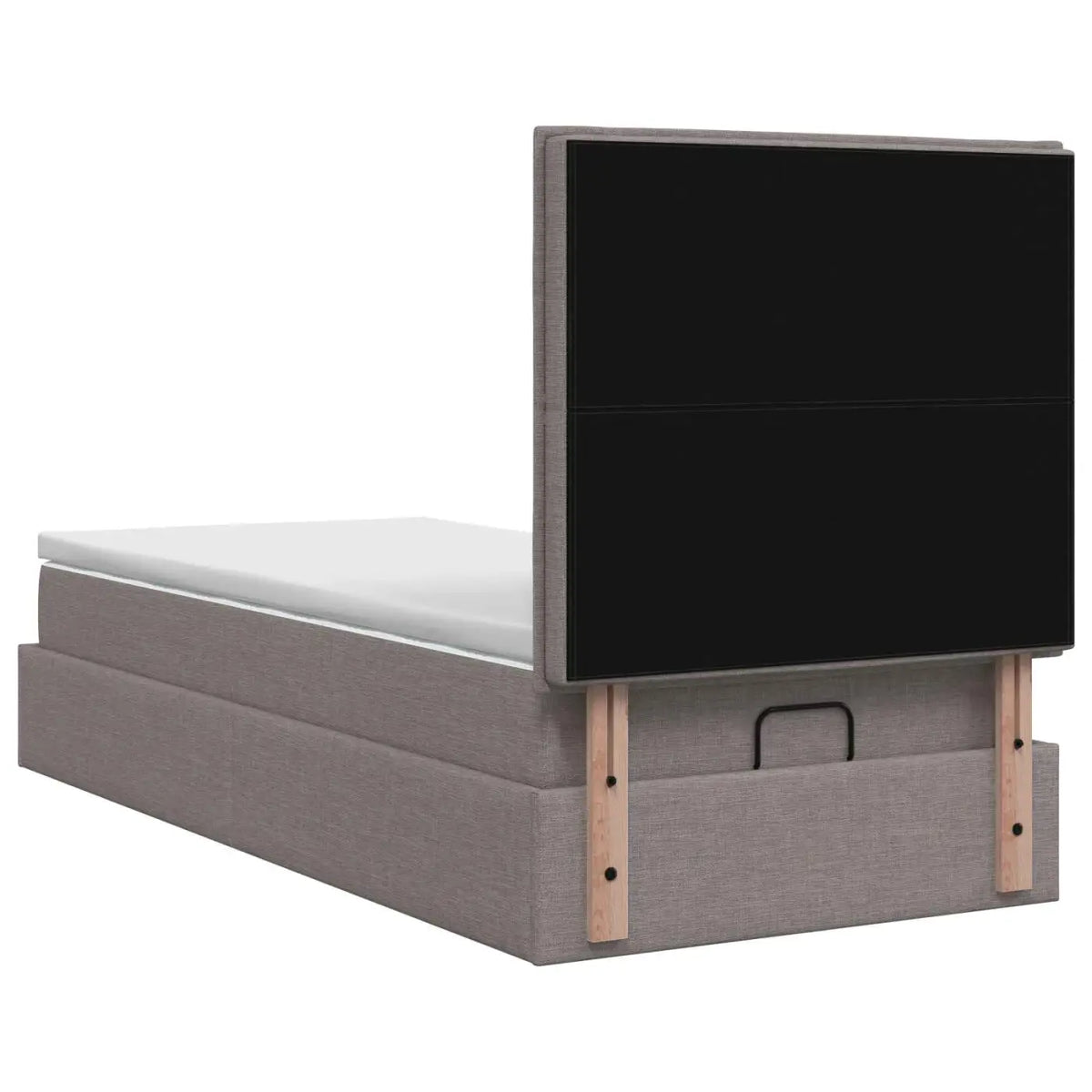Lit ottoman avec matelas Taupe 100 x 200 cm Tissu - XIOS