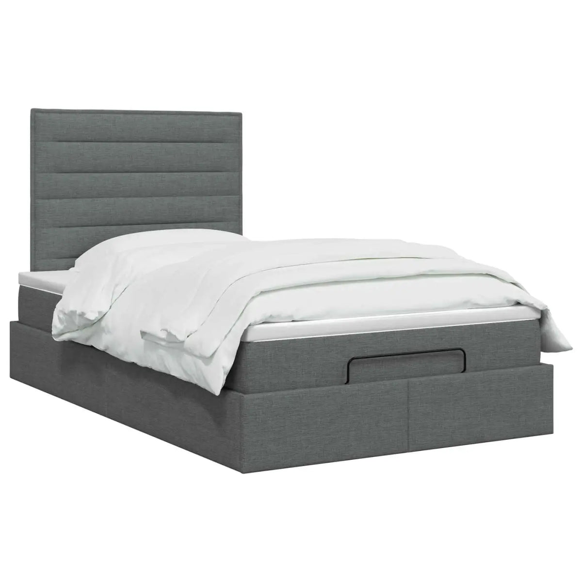 Lit ottoman avec matelas Gris foncé 120 x 190 cm Tissu - XIOS