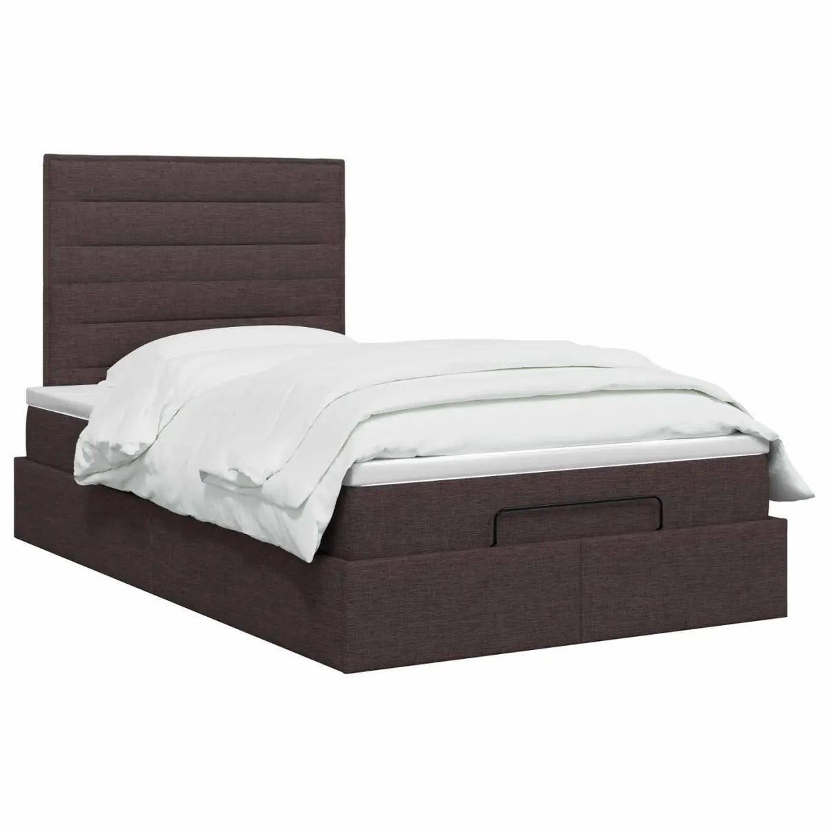 Lit ottoman avec matelas Marron foncé 120 x 190 cm Tissu - XIOS