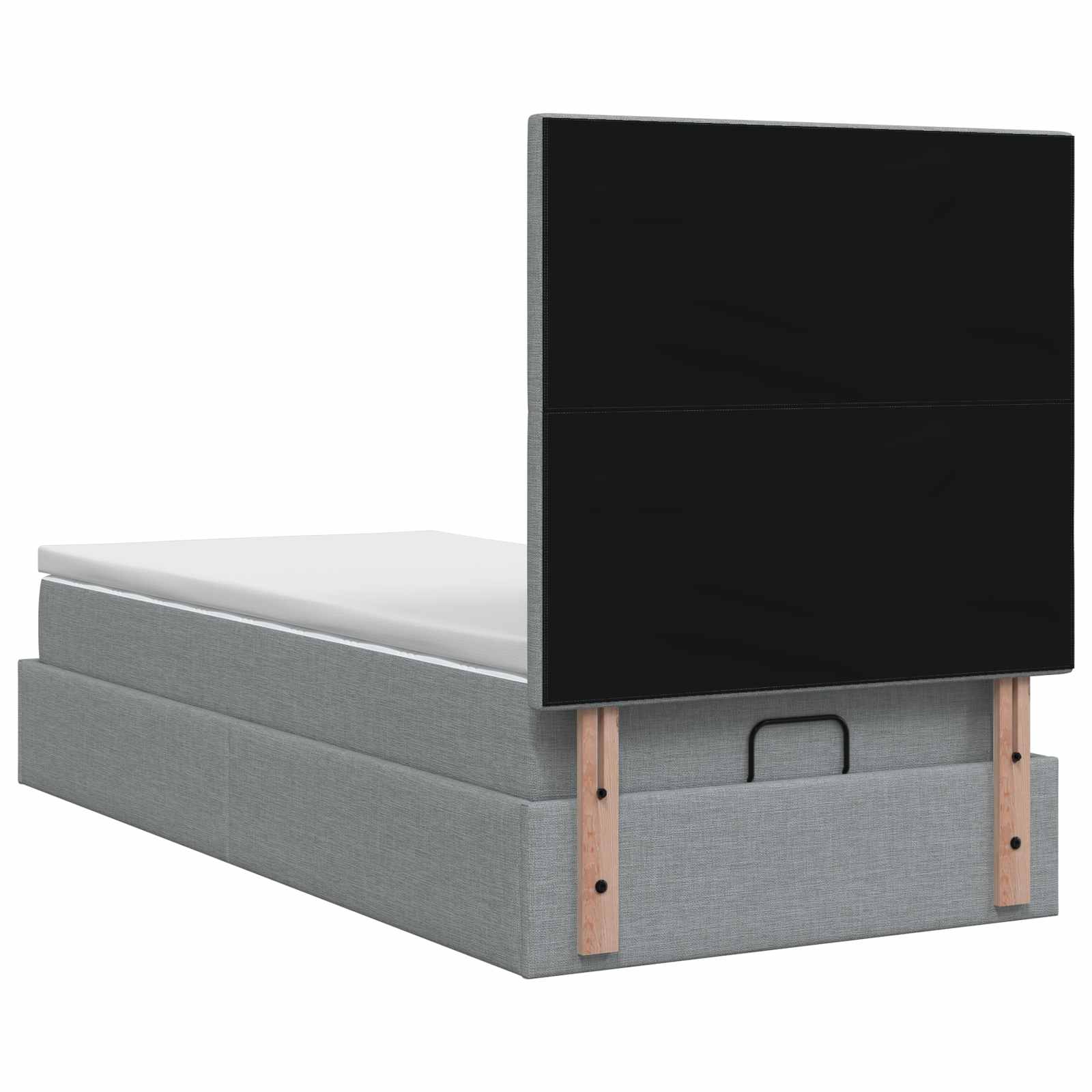 Lit ottoman avec matelas Gris clair 90 x 190 cm Tissu - XIOS