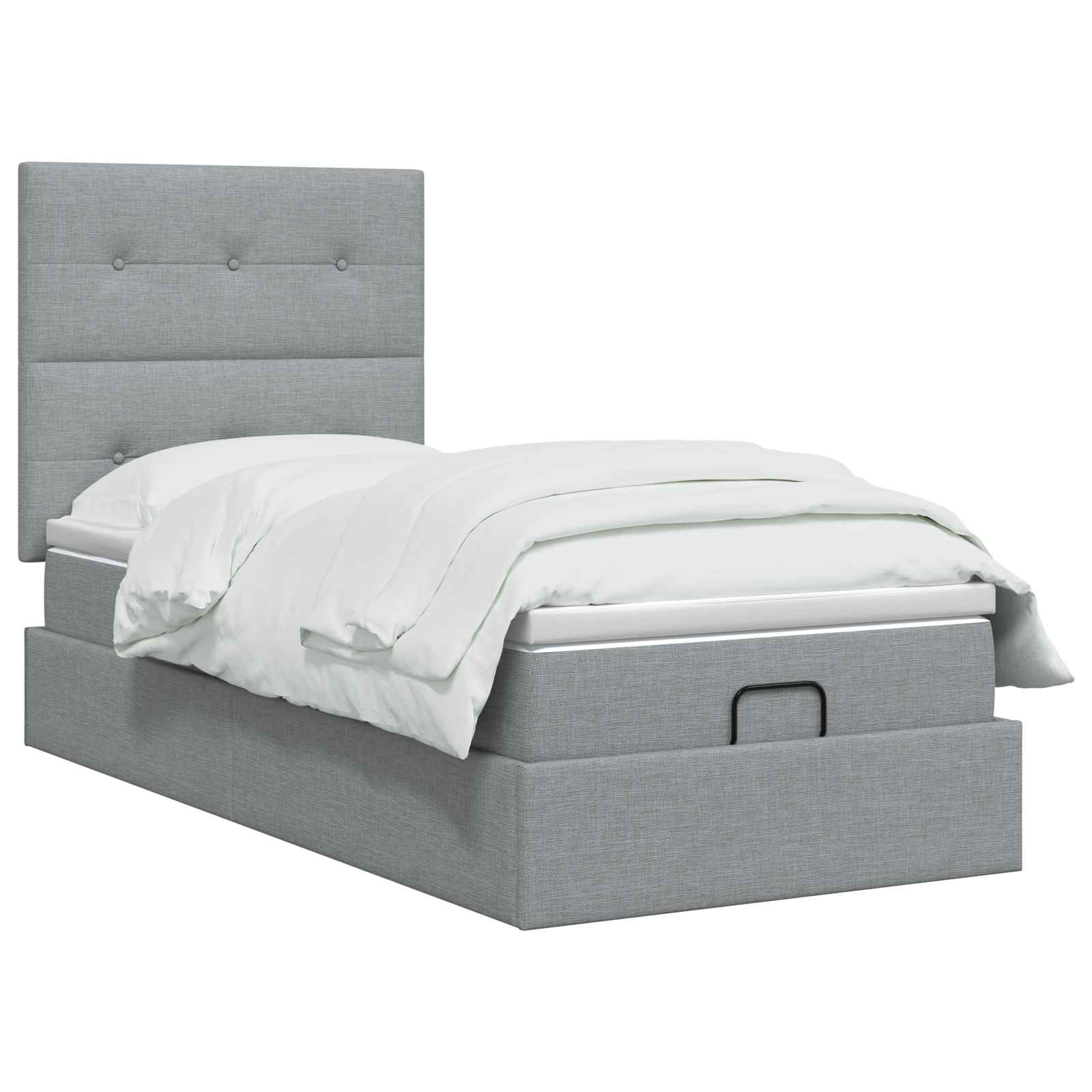 Lit ottoman avec matelas Gris clair 90 x 190 cm Tissu - XIOS