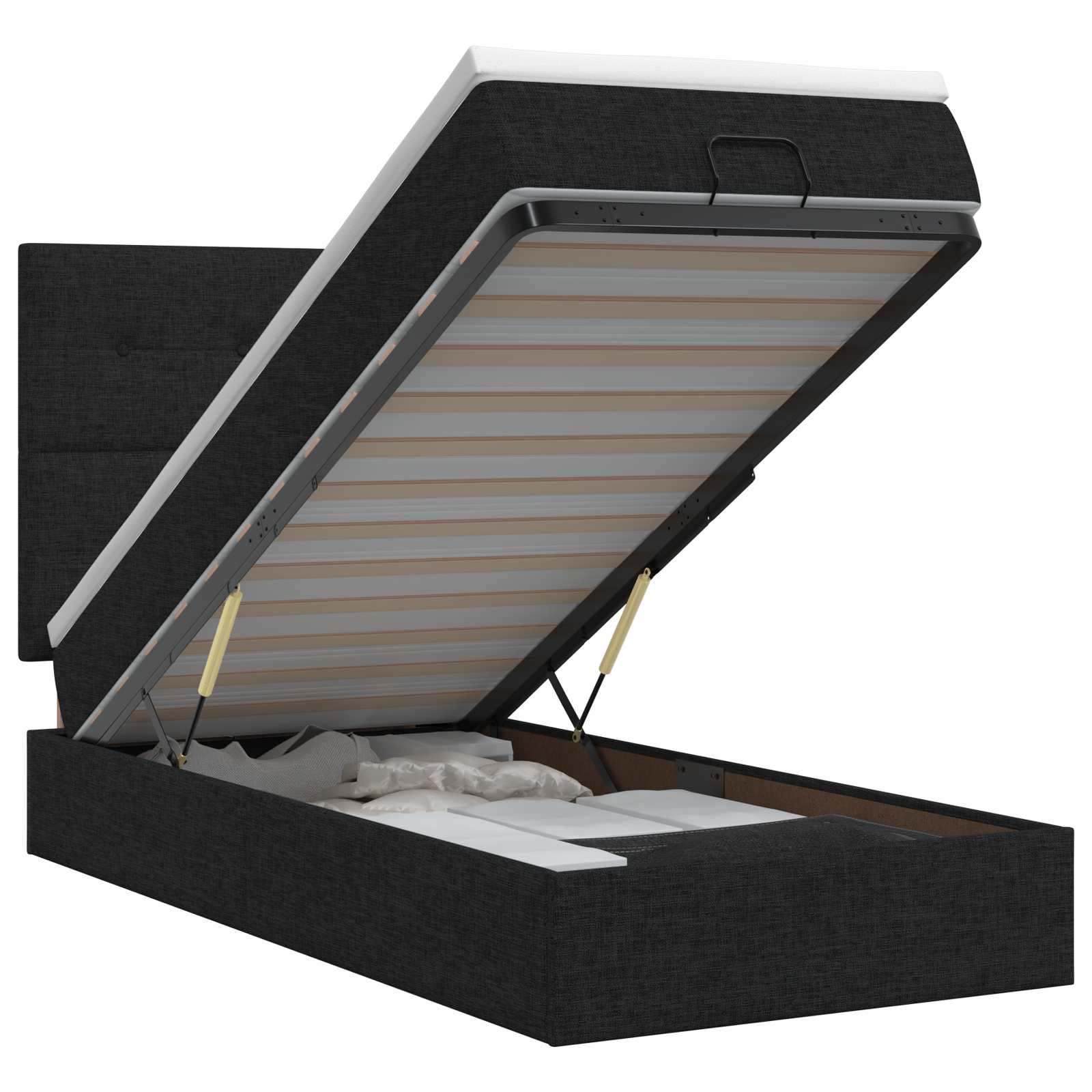 Lit ottoman avec matelas Noir 90 x 190 cm Tissu - XIOS