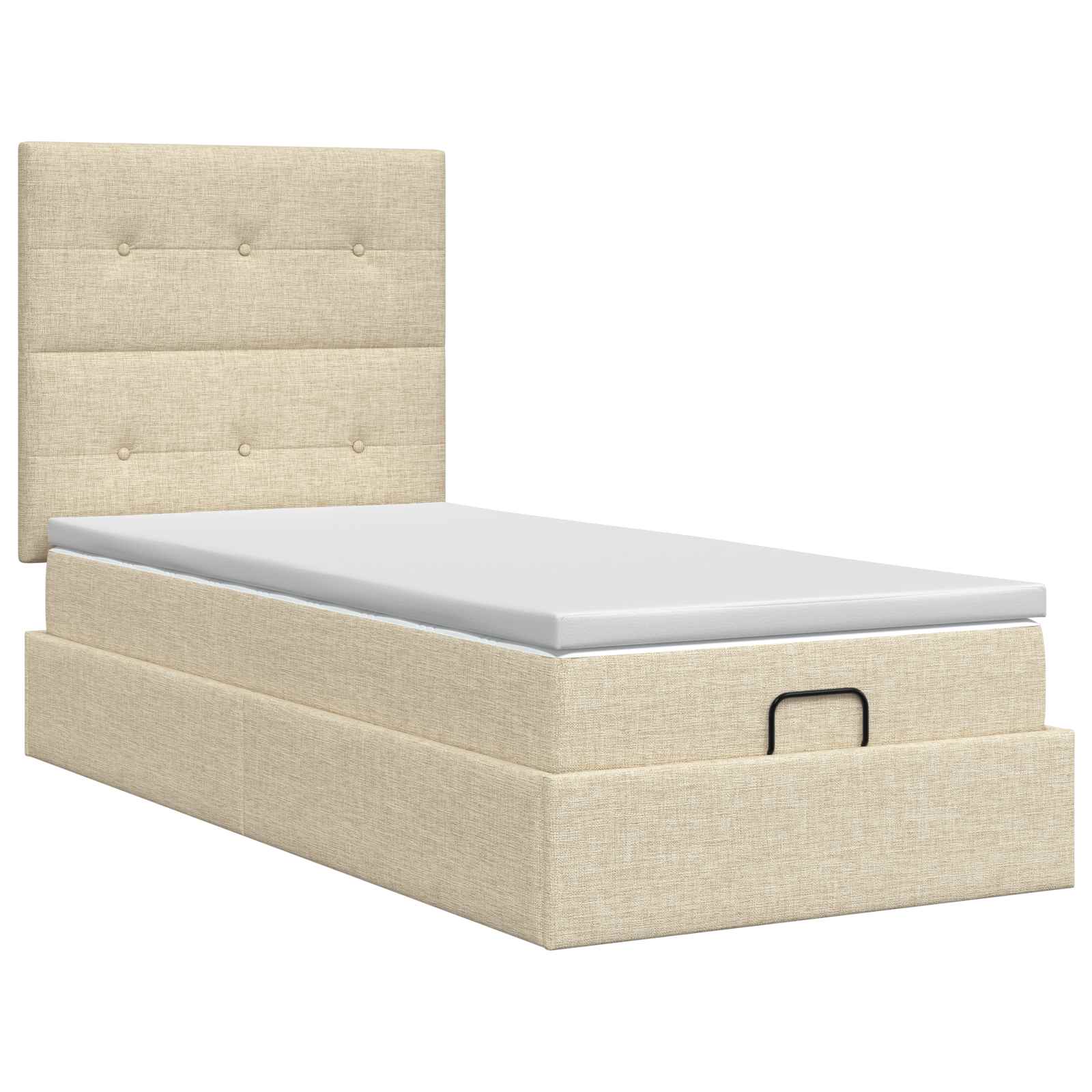 Lit ottoman avec matelas Crème 90 x 190 cm Tissu - XIOS