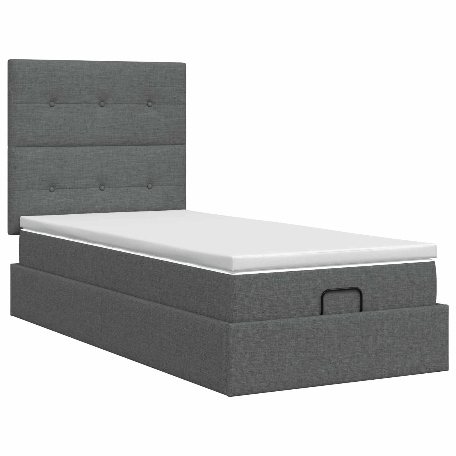 Lit ottoman avec matelas Gris foncé 90 x 200 cm Tissu