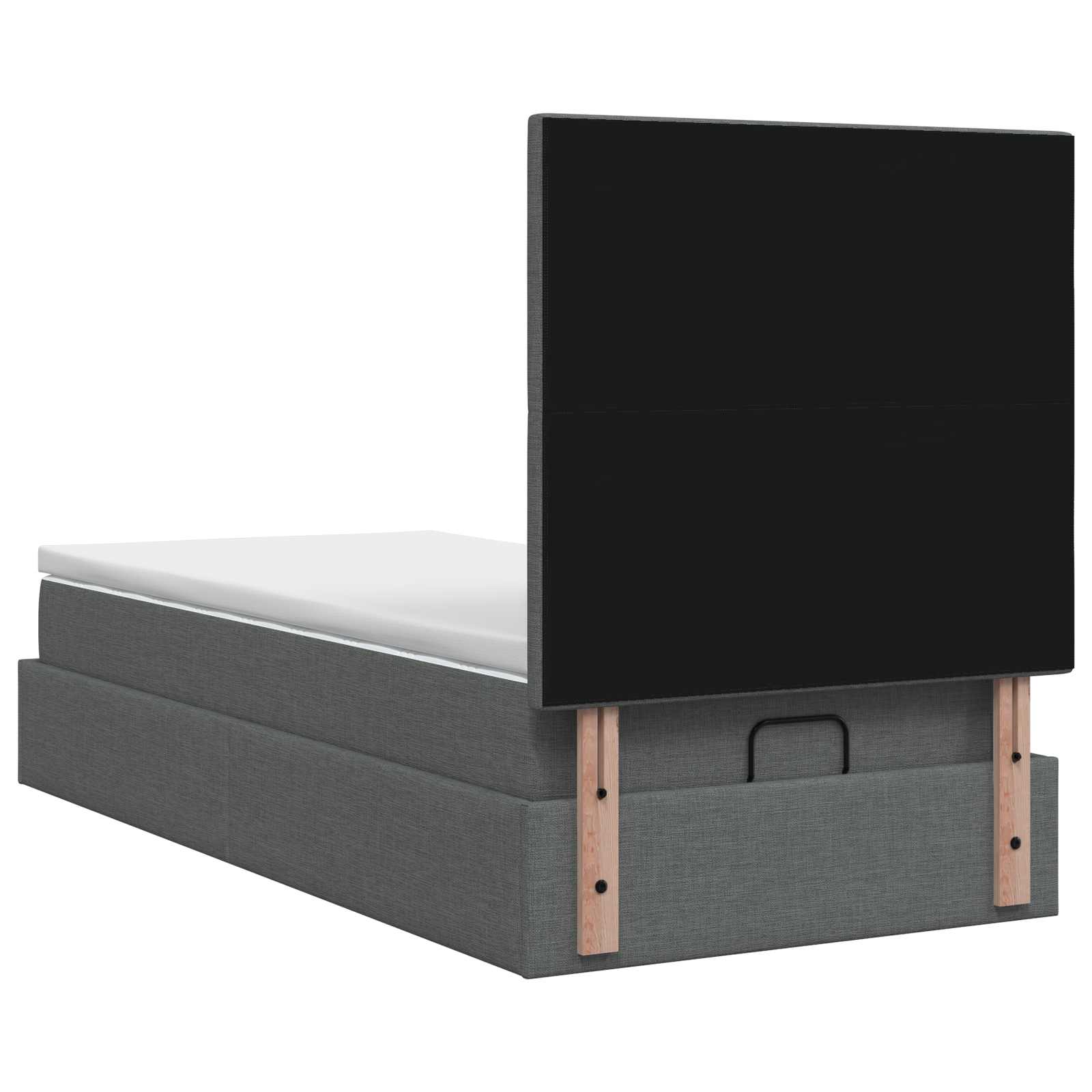 Lit ottoman avec matelas Gris foncé 90 x 200 cm Tissu