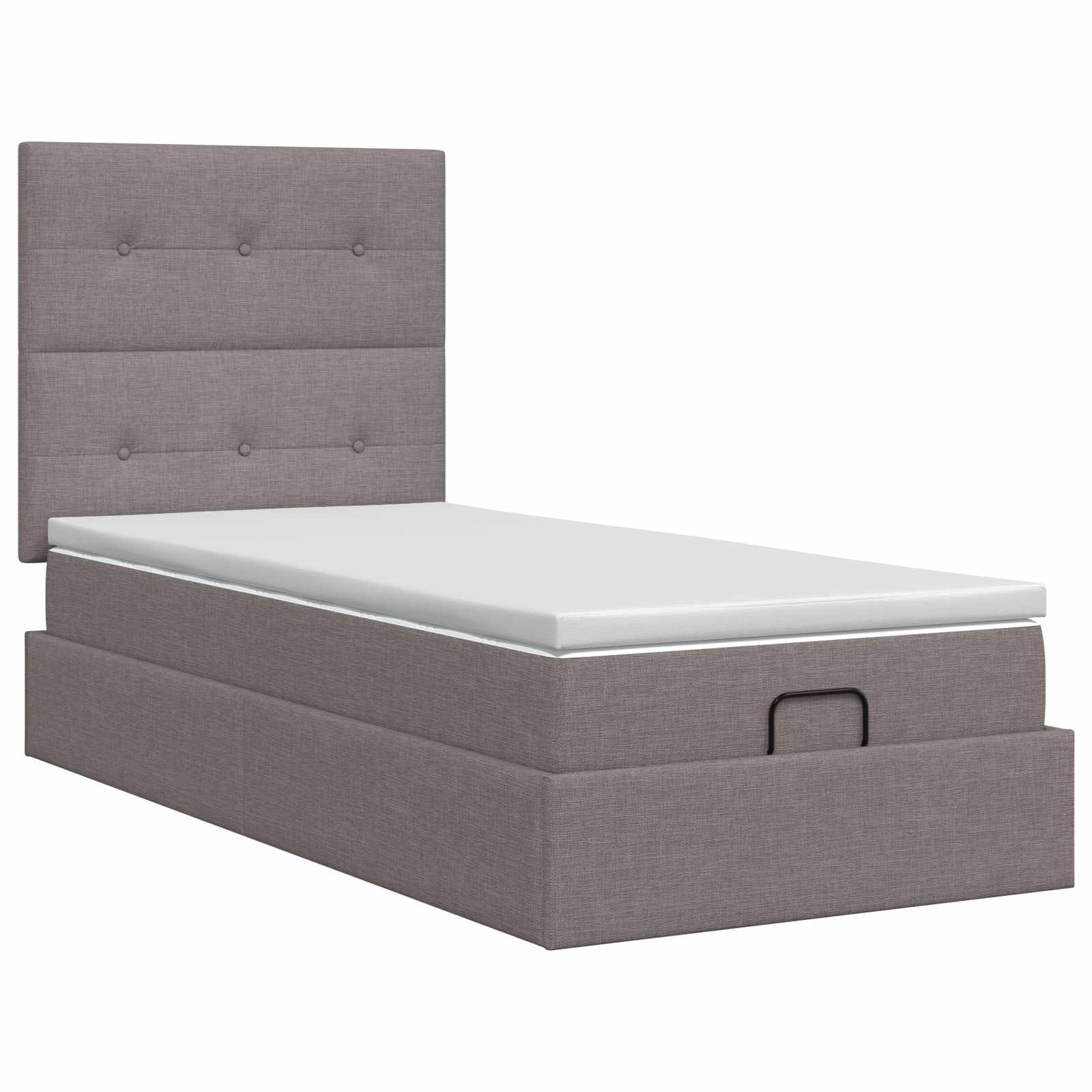 Lit ottoman avec matelas Taupe 90 x 200 cm Tissu