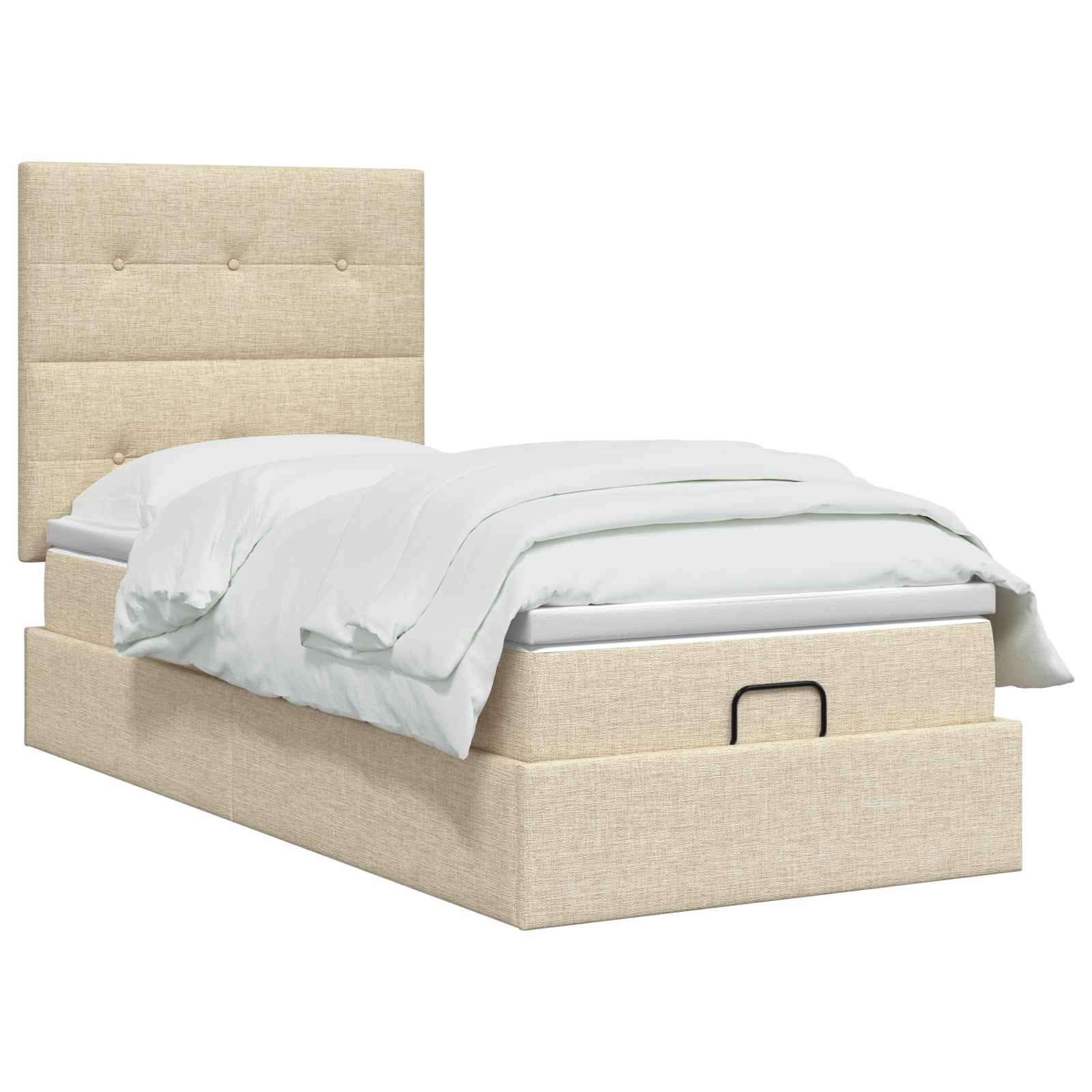 Lit ottoman avec matelas Crème 90 x 200 cm Tissu - XIOS