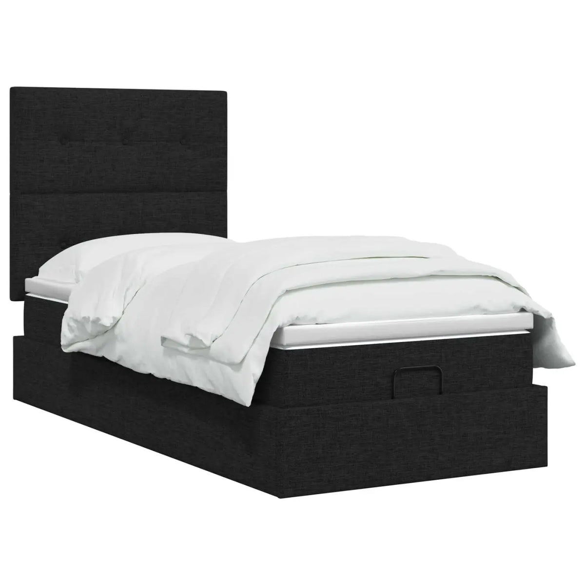 Lit ottoman avec matelas Noir 100 x 200 cm Tissu - XIOS