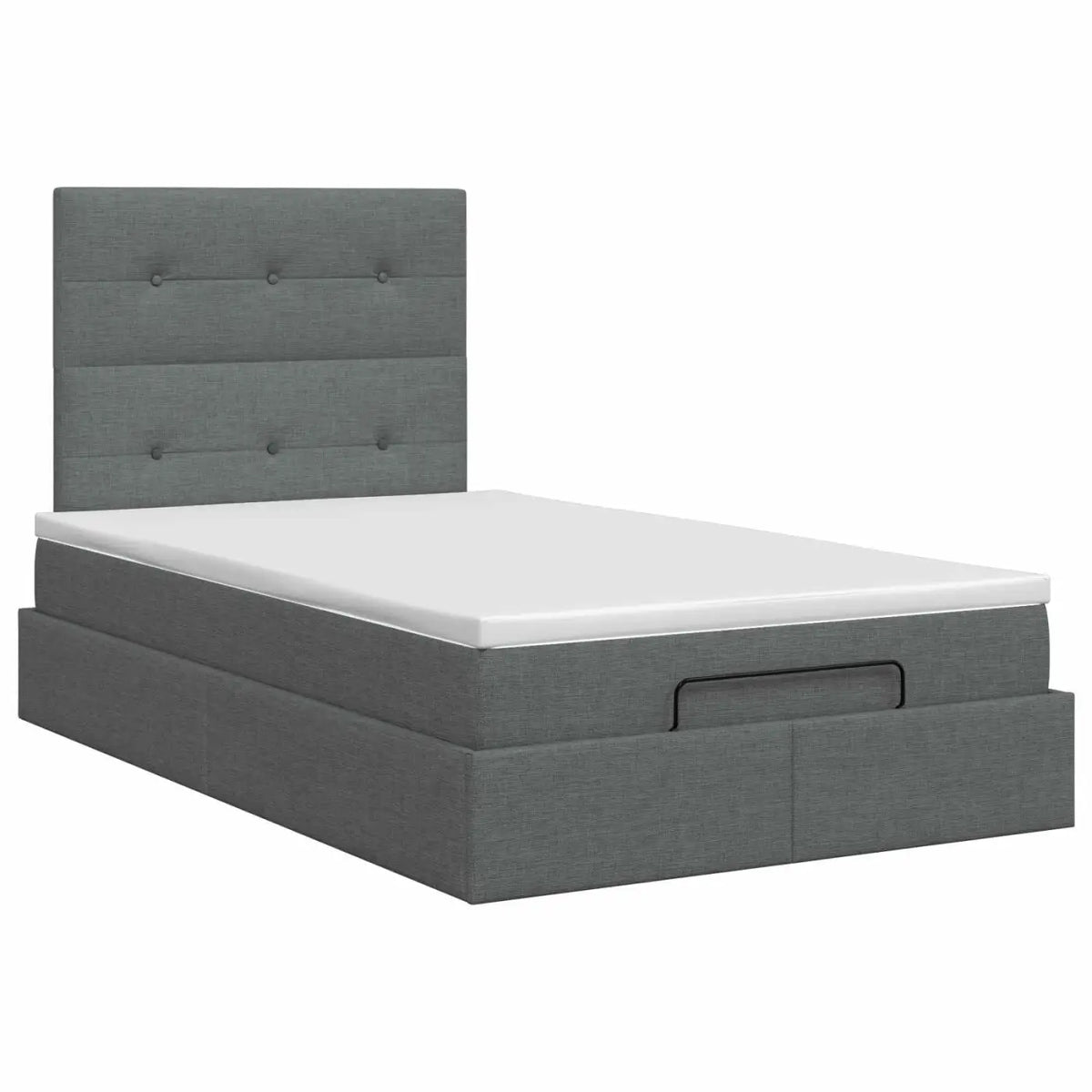 Lit ottoman avec matelas Gris foncé 120 x 190 cm Tissu - XIOS