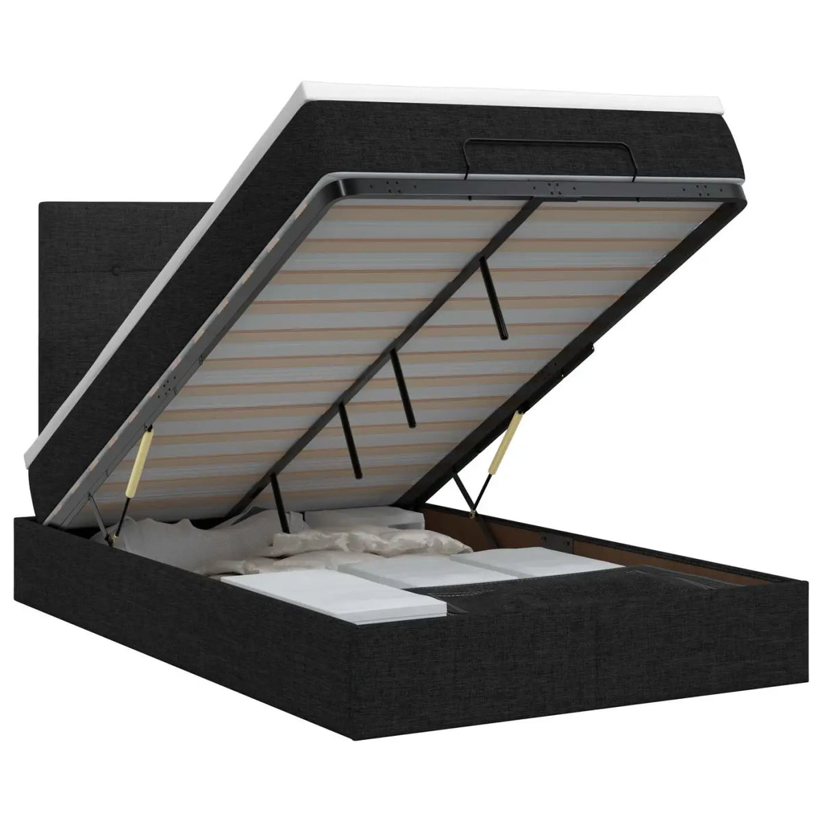 Lit ottoman avec matelas Noir 120 x 190 cm Tissu - XIOS
