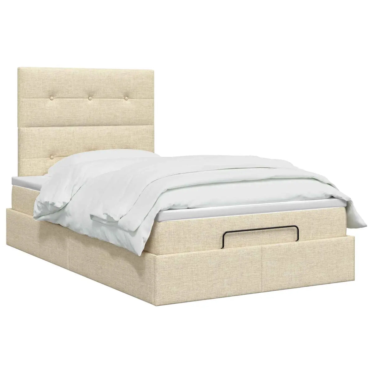 Lit ottoman avec matelas Crème 120 x 190 cm Tissu - XIOS