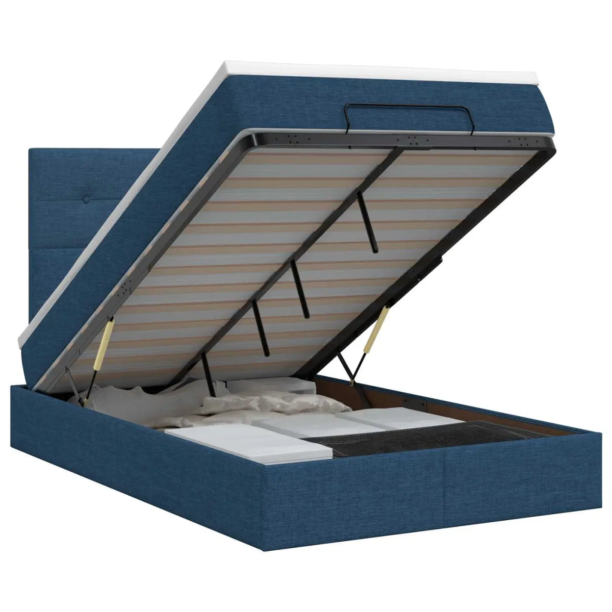 Lit ottoman avec matelas Bleu 120 x 190 cm Tissu - XIOS