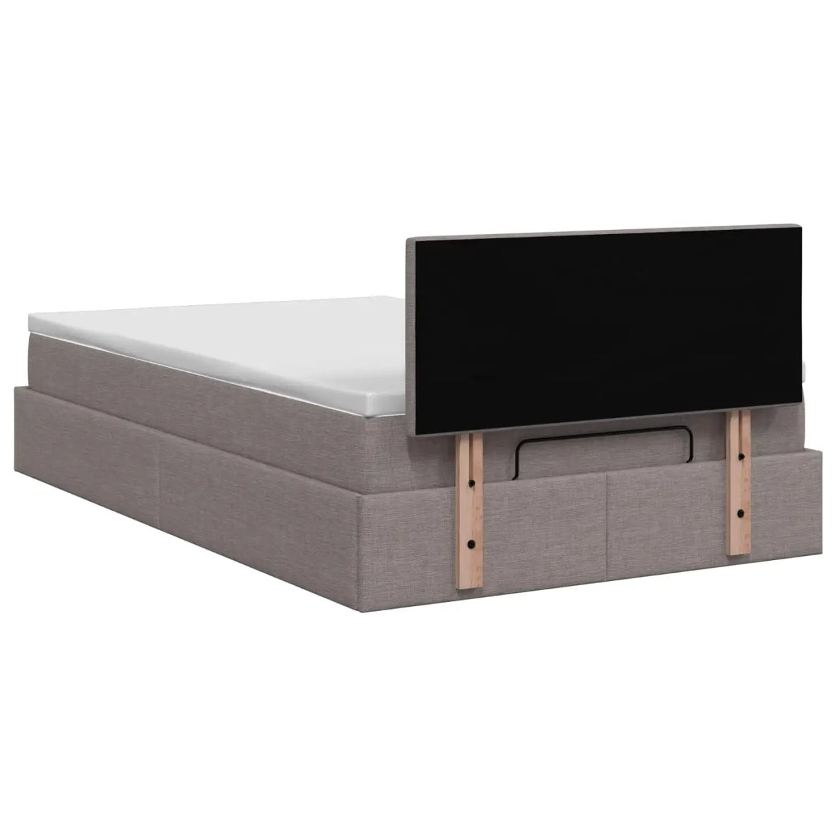 Lit ottoman avec matelas Taupe 120 x 200 cm Tissu - XIOS