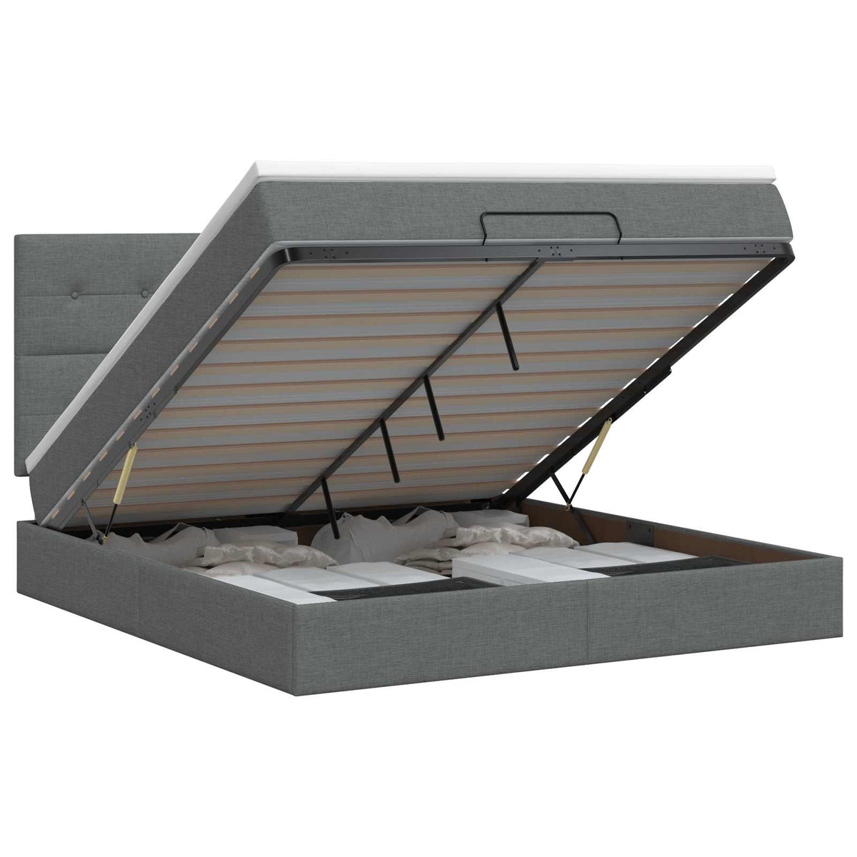 Lit ottoman avec matelas Gris foncé 140 x 190 cm Tissu