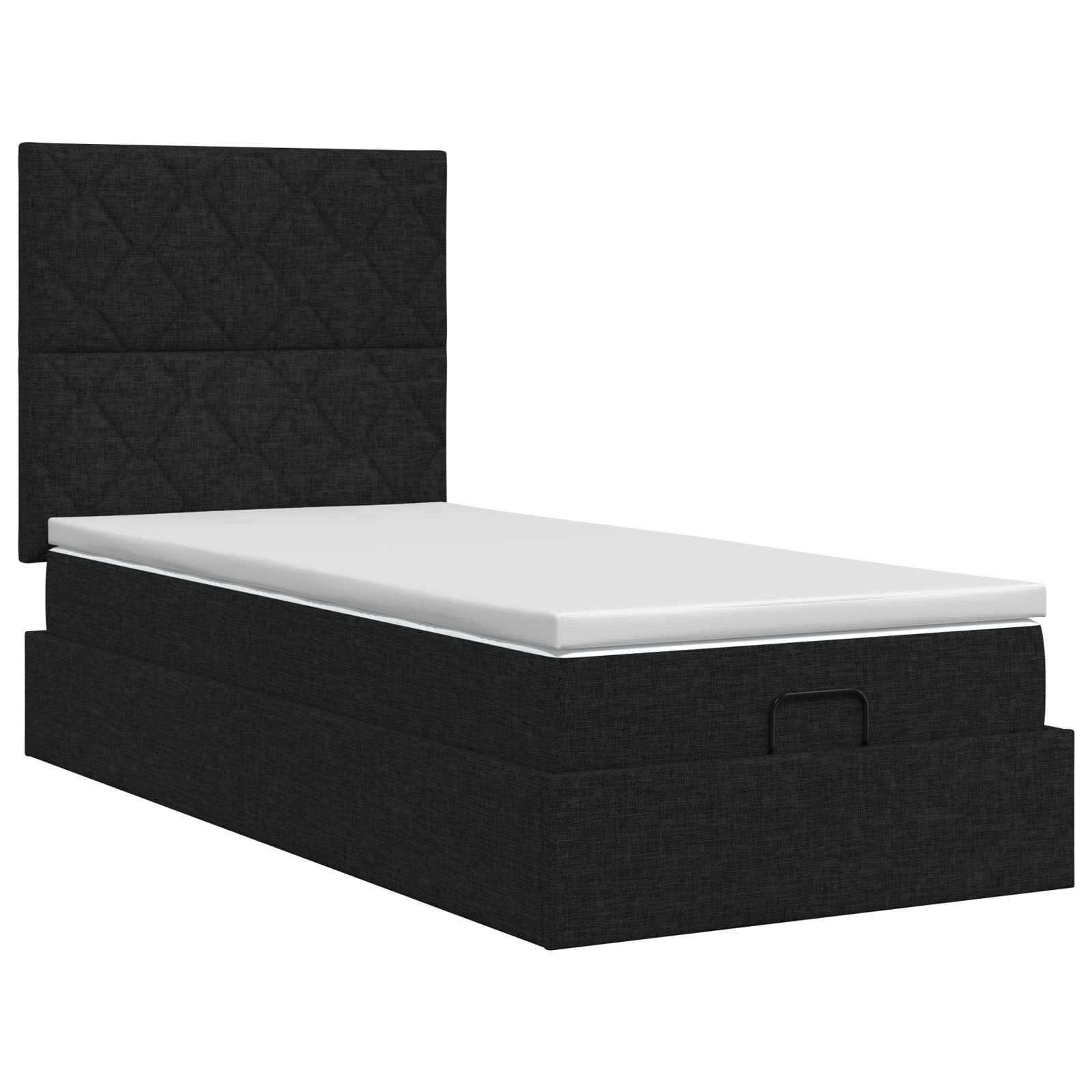 Lit ottoman avec matelas Noir 90 x 200 cm Tissu