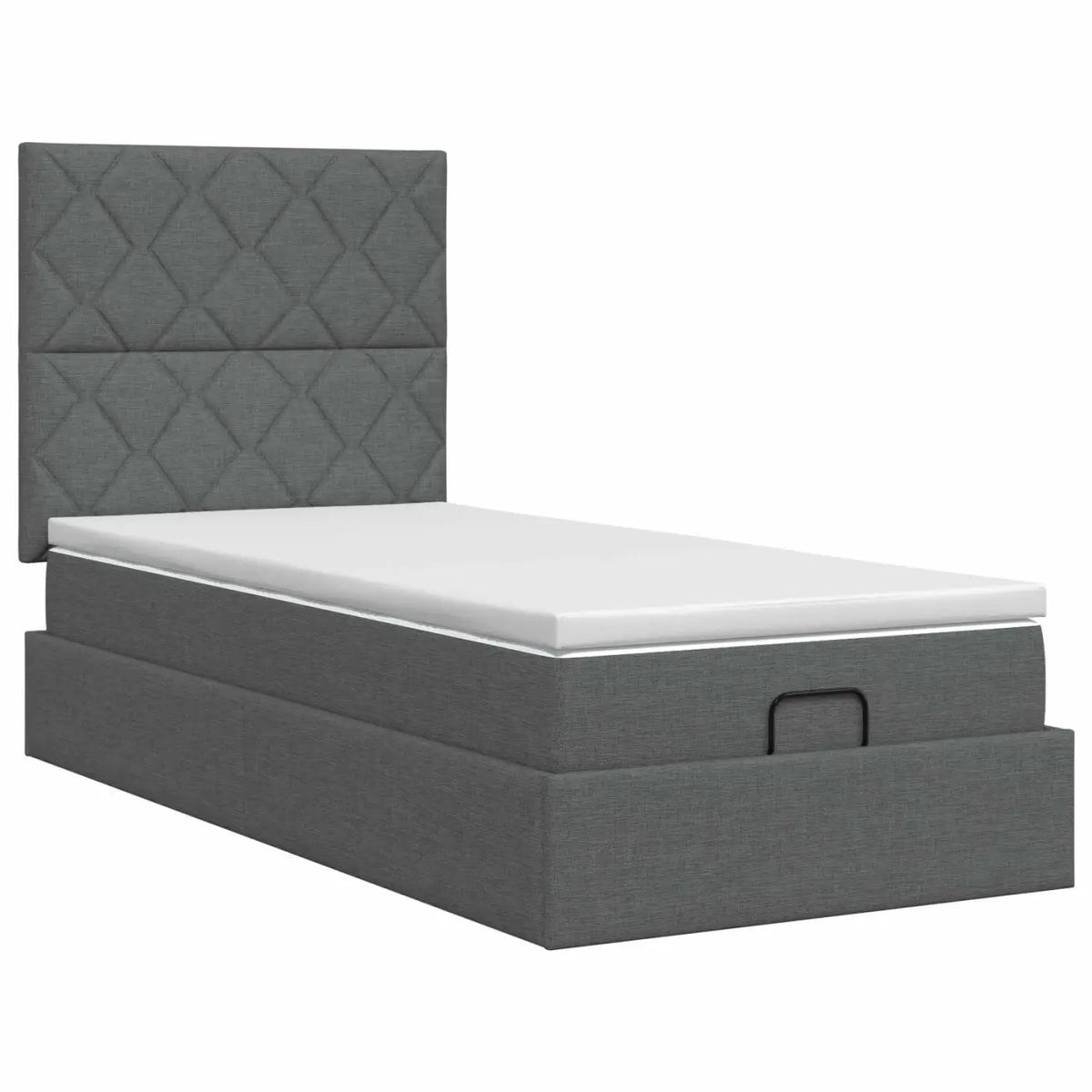 Lit ottoman avec matelas Gris foncé 100 x 200 cm Tissu - XIOS