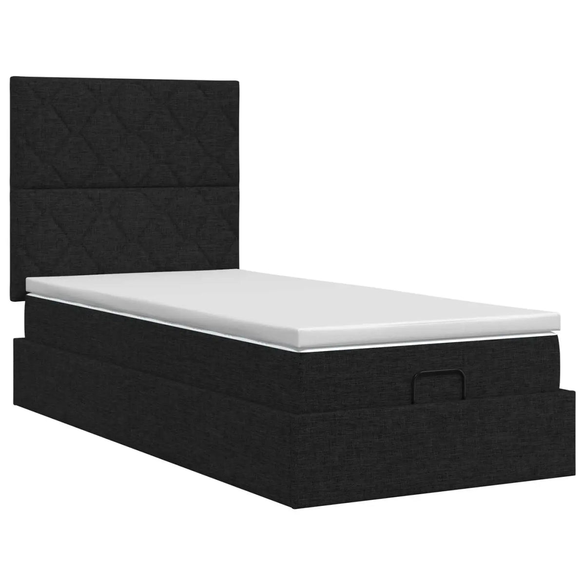 Lit ottoman avec matelas Noir 100 x 200 cm Tissu - XIOS