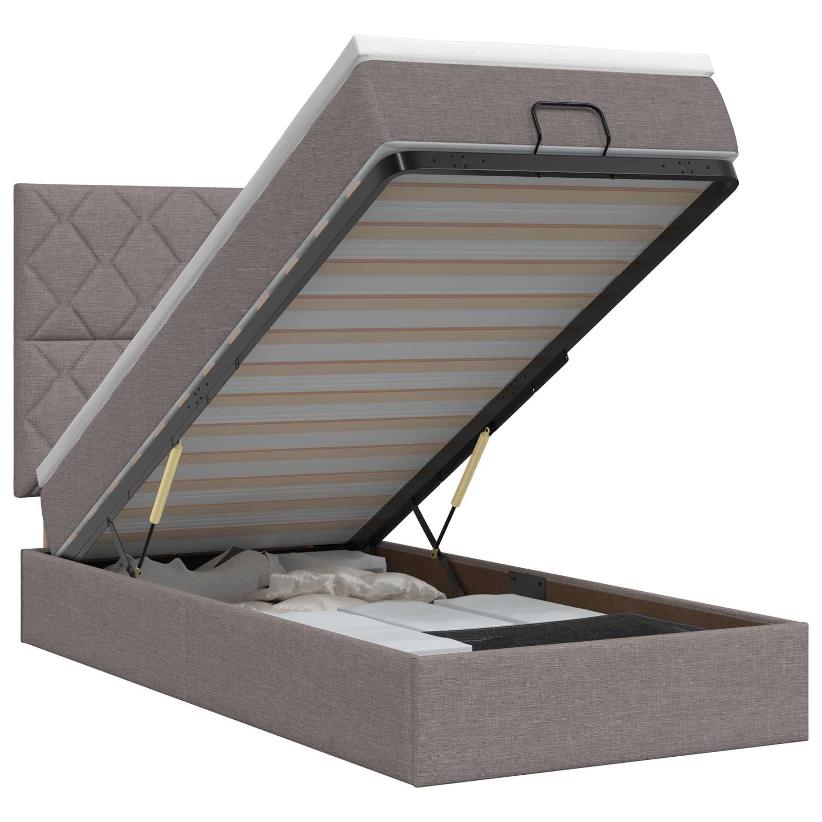 Lit ottoman avec matelas Taupe 100 x 200 cm Tissu