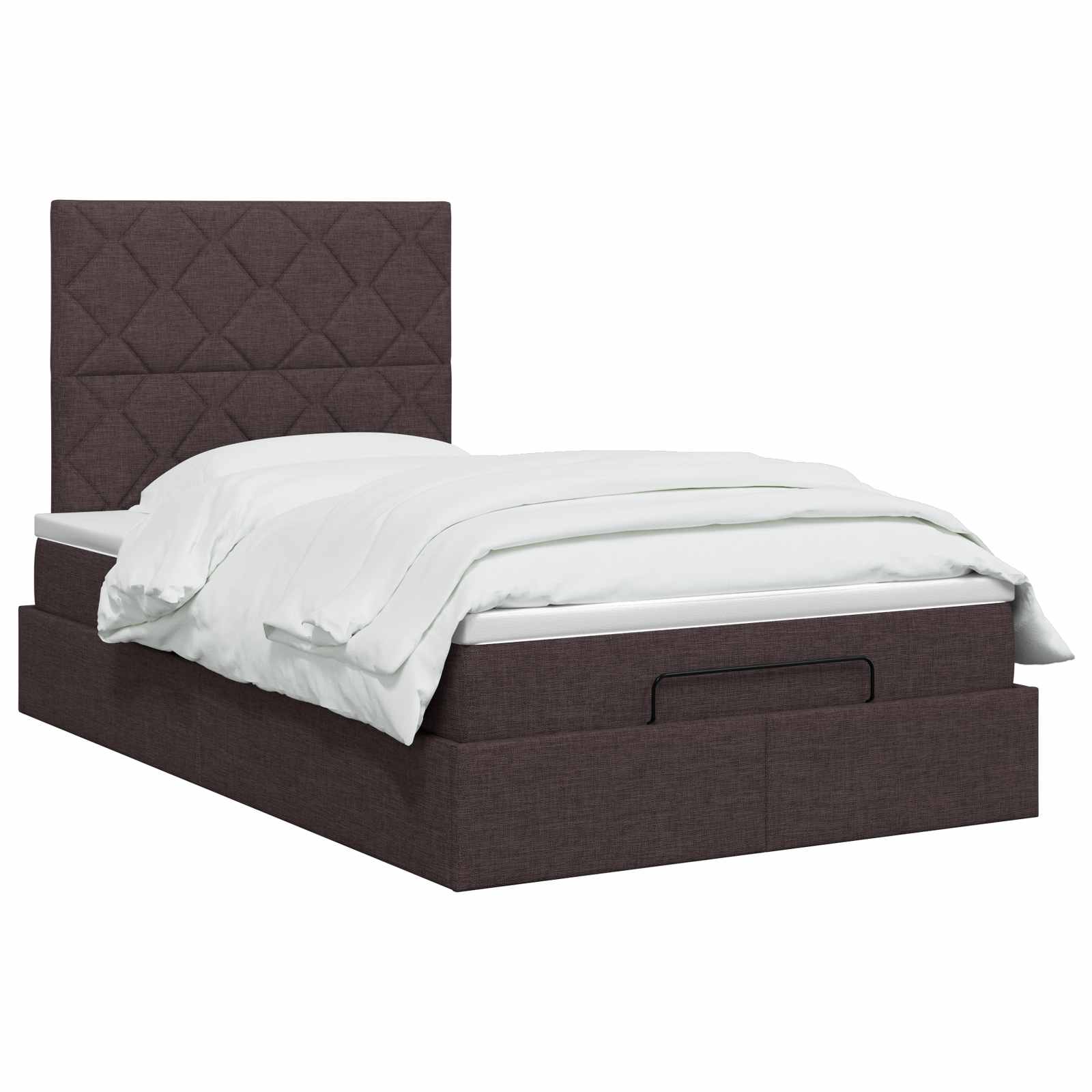 Lit ottoman avec matelas Marron foncé 120 x 190 cm Tissu