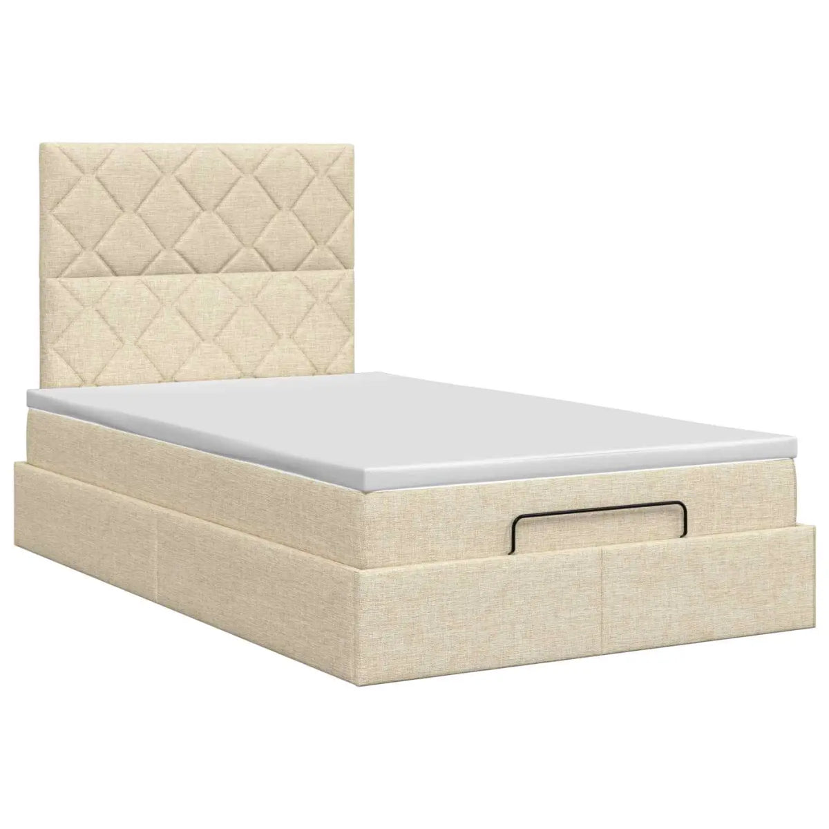 Lit ottoman avec matelas Crème 120 x 190 cm Tissu - XIOS