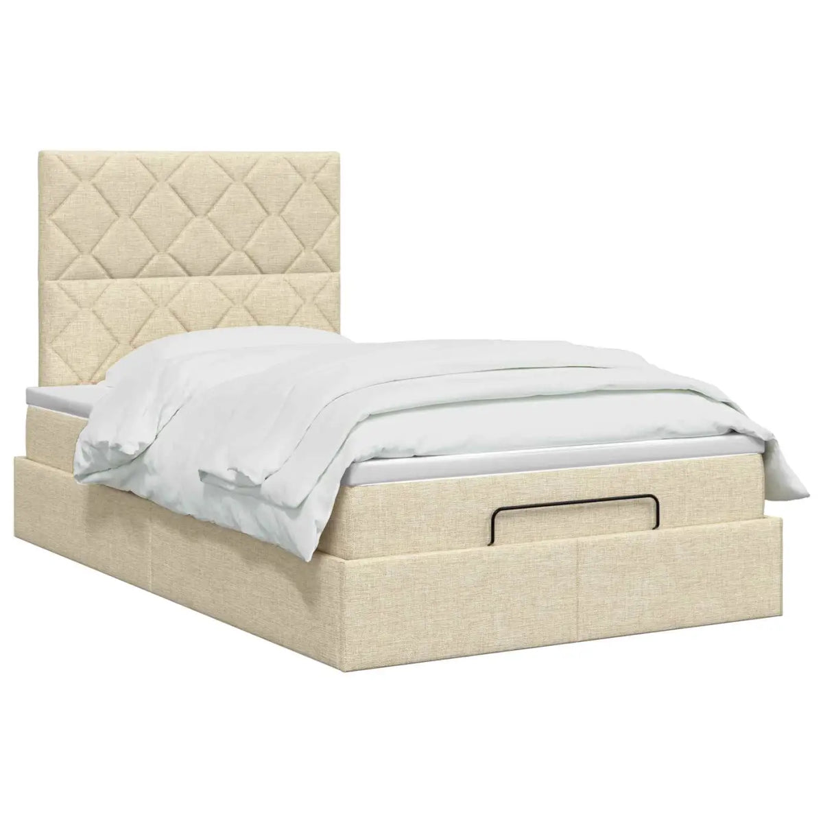 Lit ottoman avec matelas Crème 120 x 190 cm Tissu - XIOS