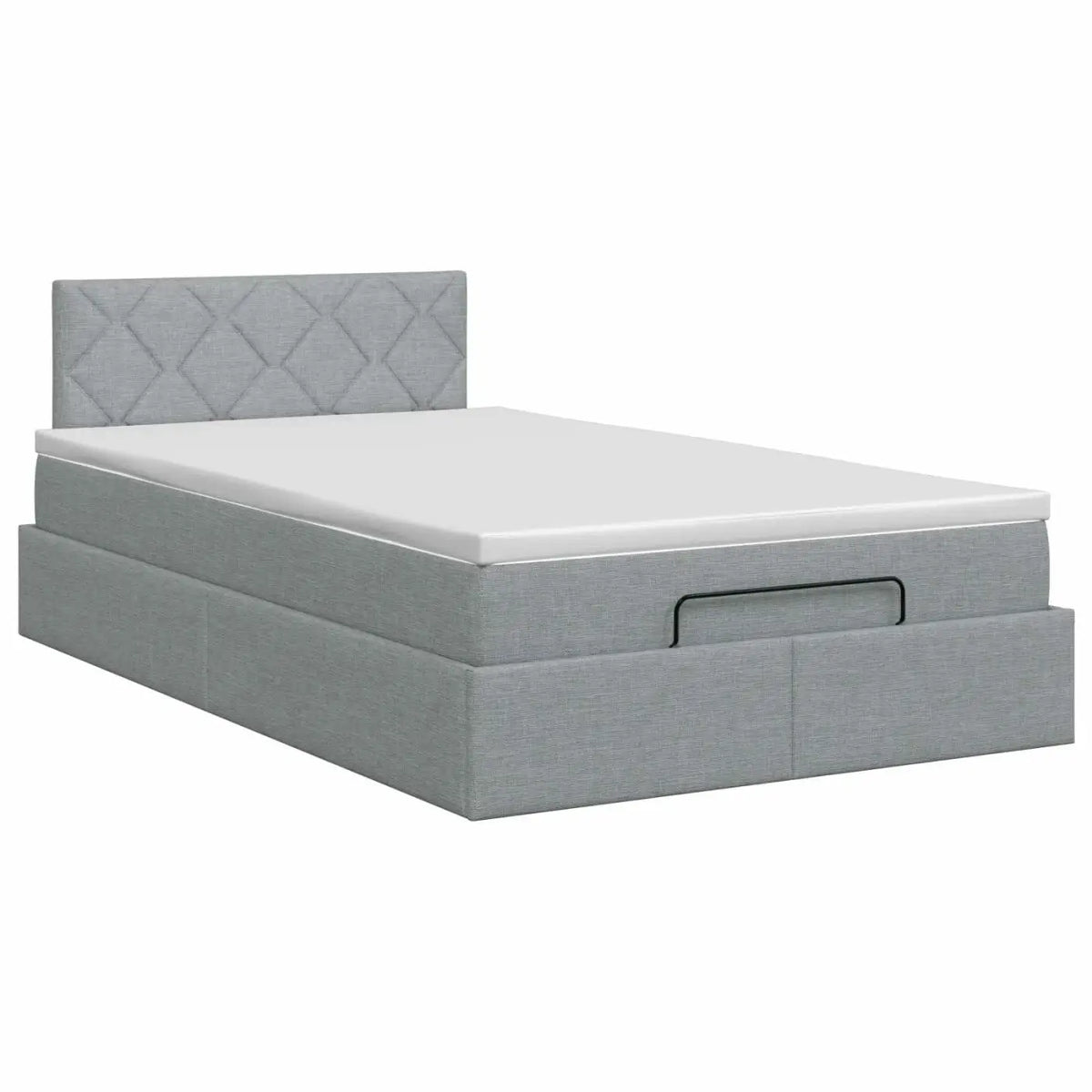 Lit ottoman avec matelas Gris clair 120 x 200 cm Tissu - XIOS