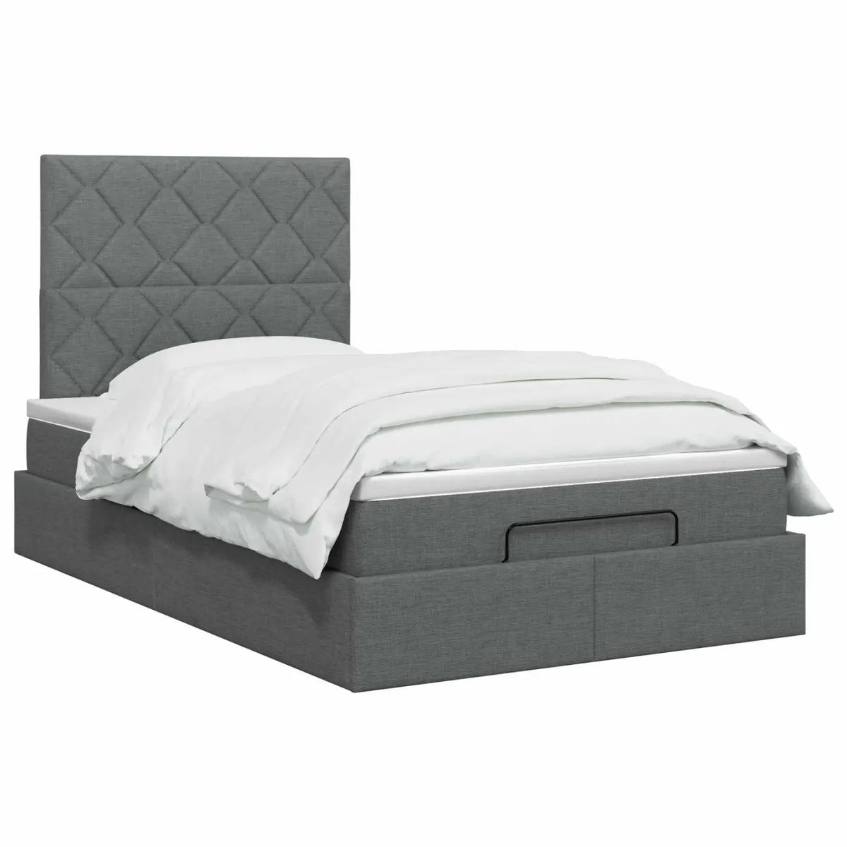 Lit ottoman avec matelas Gris foncé 120 x 200 cm Tissu - XIOS